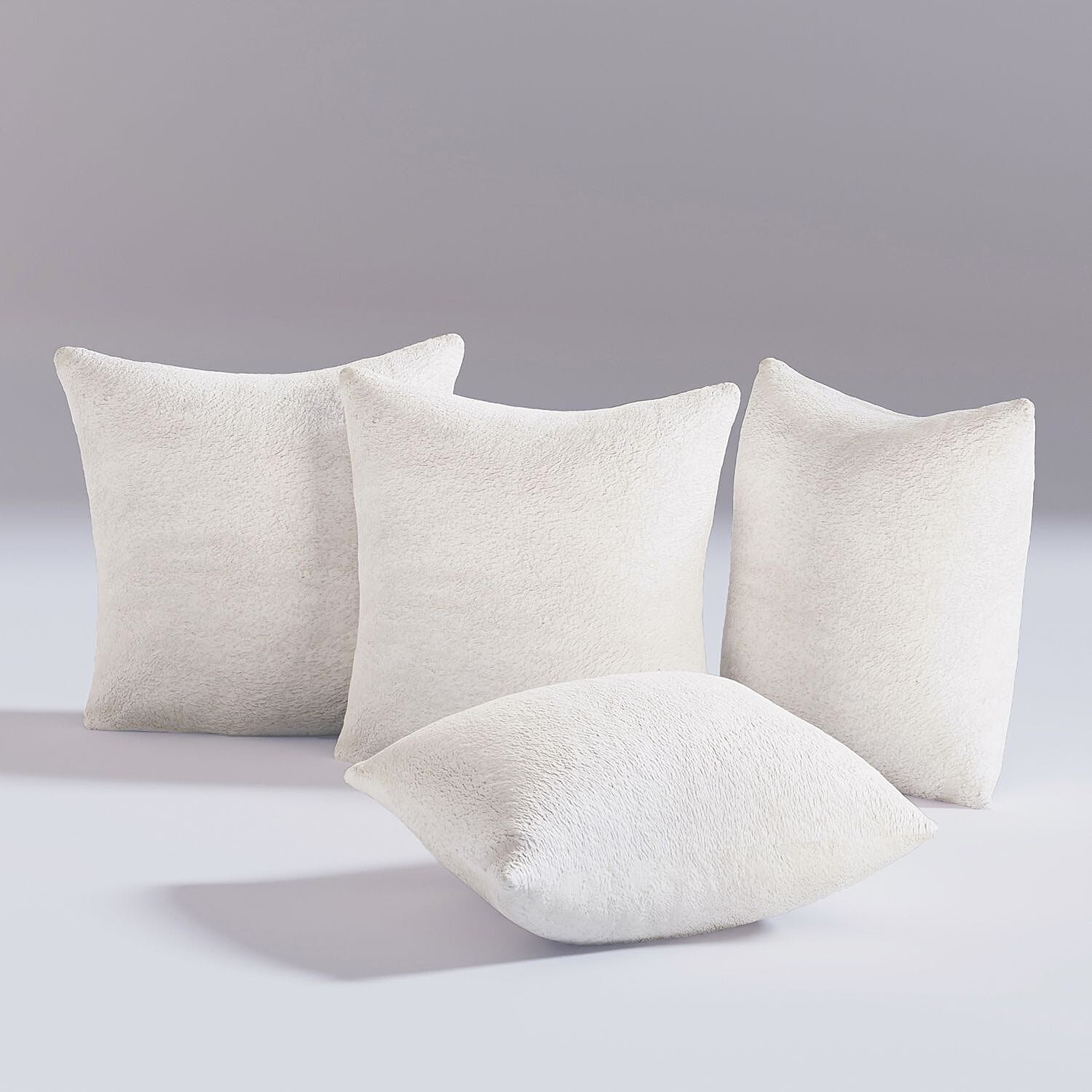 Luxury Edition - Set of 4 Teddy Fleece Cushion Covers - White