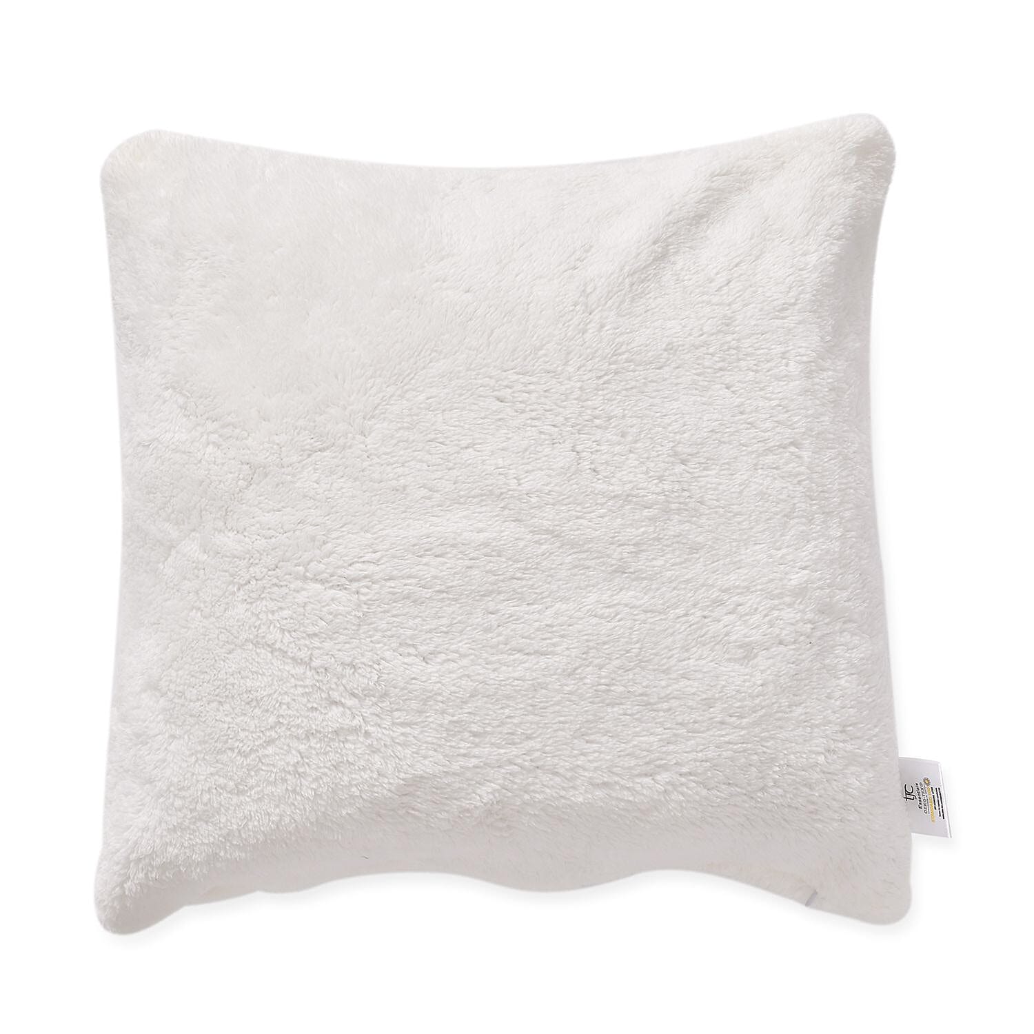 Luxury Edition - Set of 4 Teddy Fleece Cushion Covers - White
