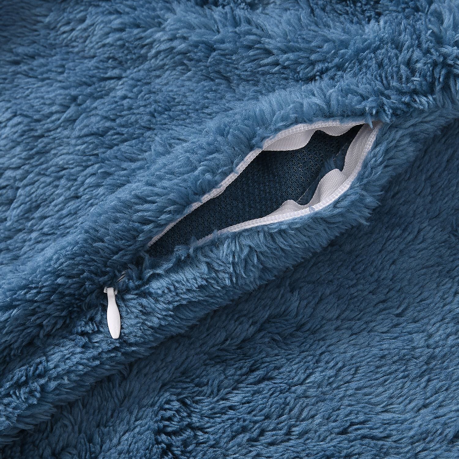 Luxury Edition - Set of 4 Teddy Fleece Cushion Covers - Blue