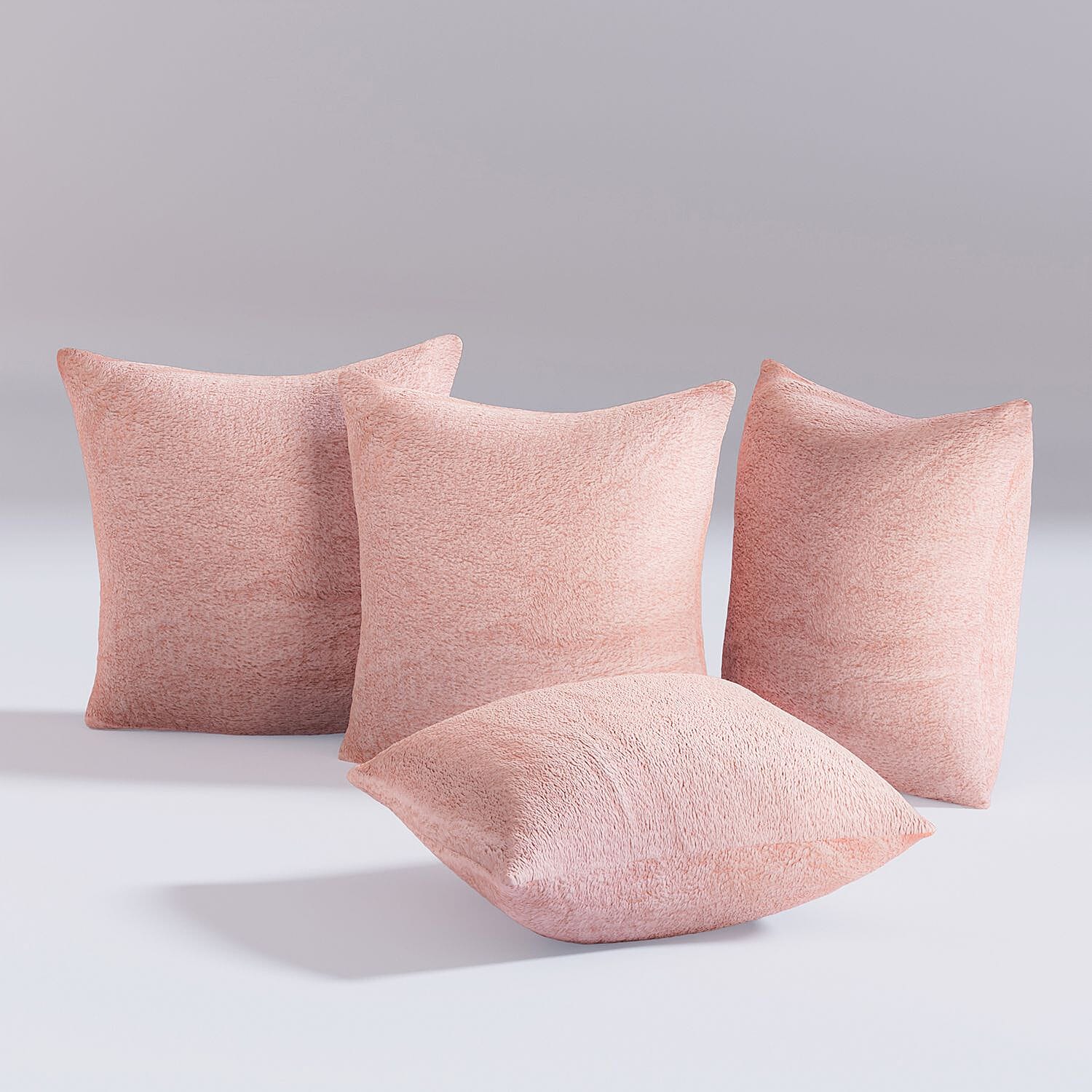Luxury Edition - Set of 4 Teddy Fleece Cushion Covers - Pink