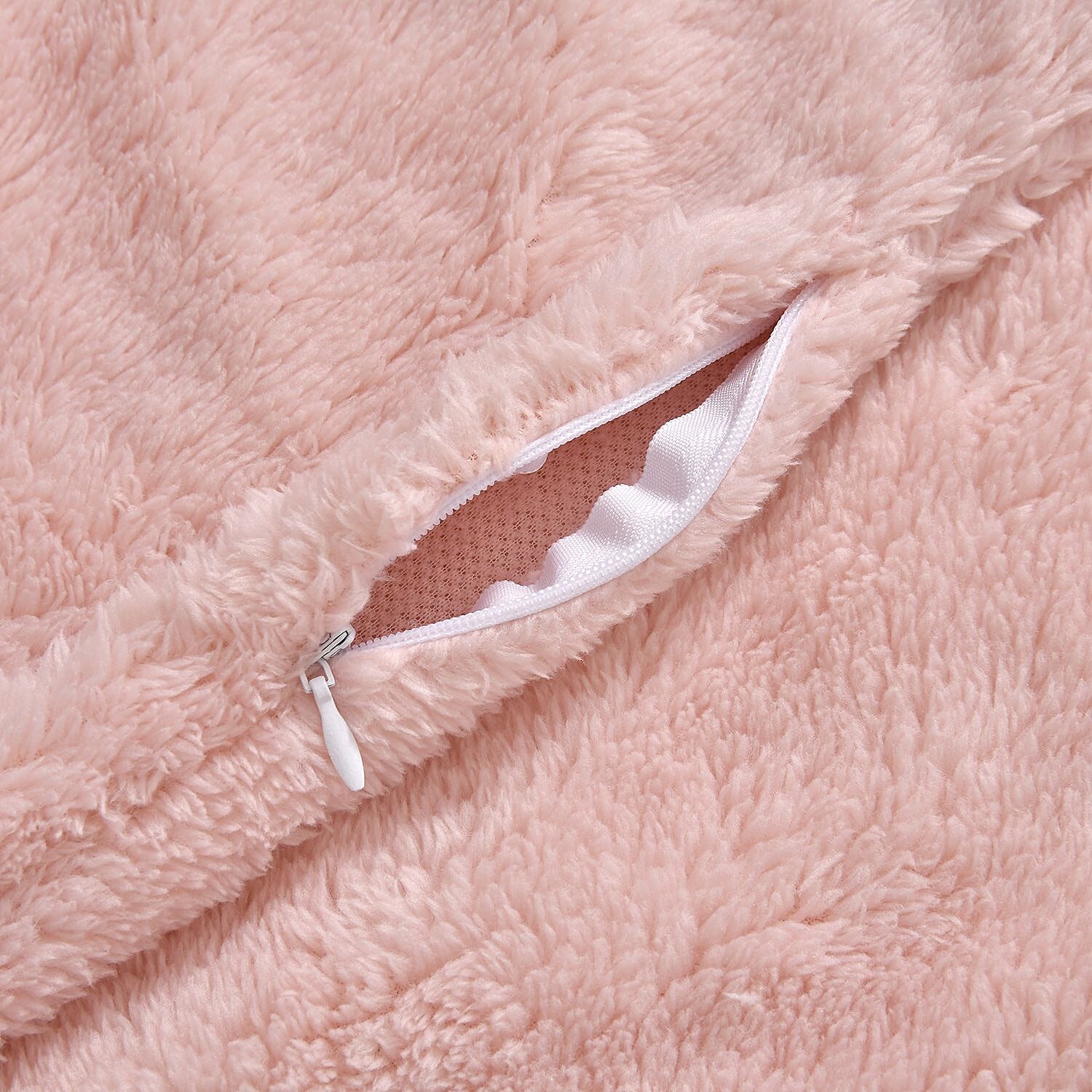 Luxury Edition - Set of 4 Teddy Fleece Cushion Covers - Pink