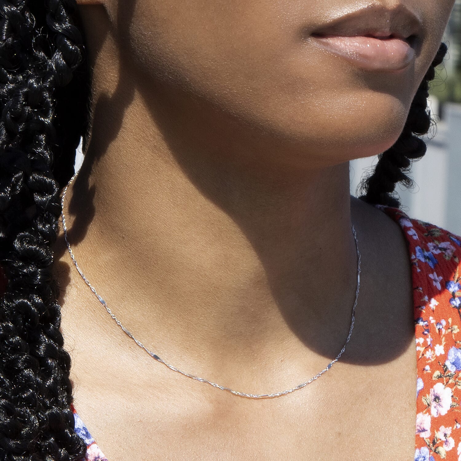 9K White Gold  Chain (Size - 16),  Gold Wt. 0.58 Gms