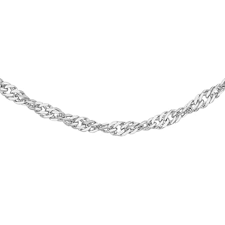 16 Diamond Cut Twist Curb Chain 16 Inch in 9K White Gold