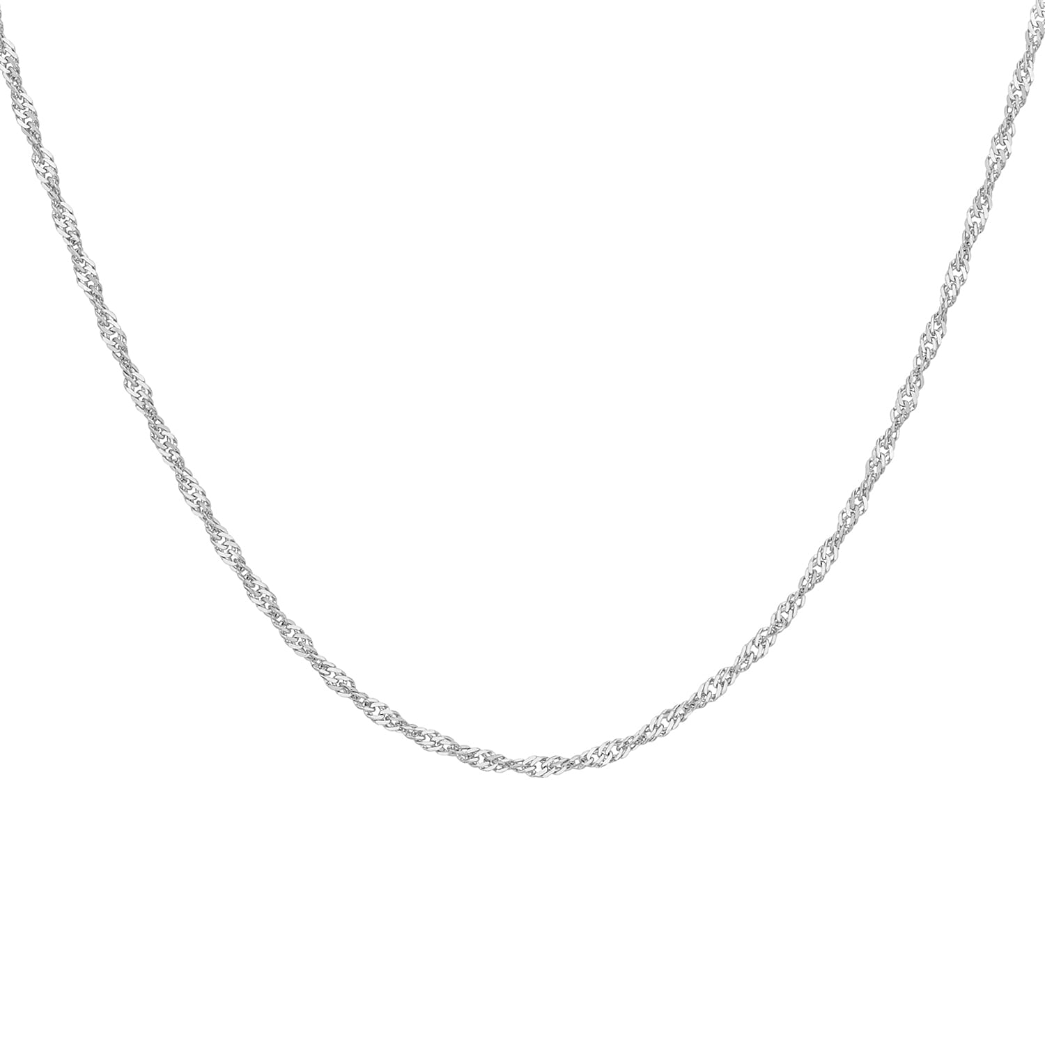 9K White Gold  Chain (Size - 16),  Gold Wt. 0.58 Gms