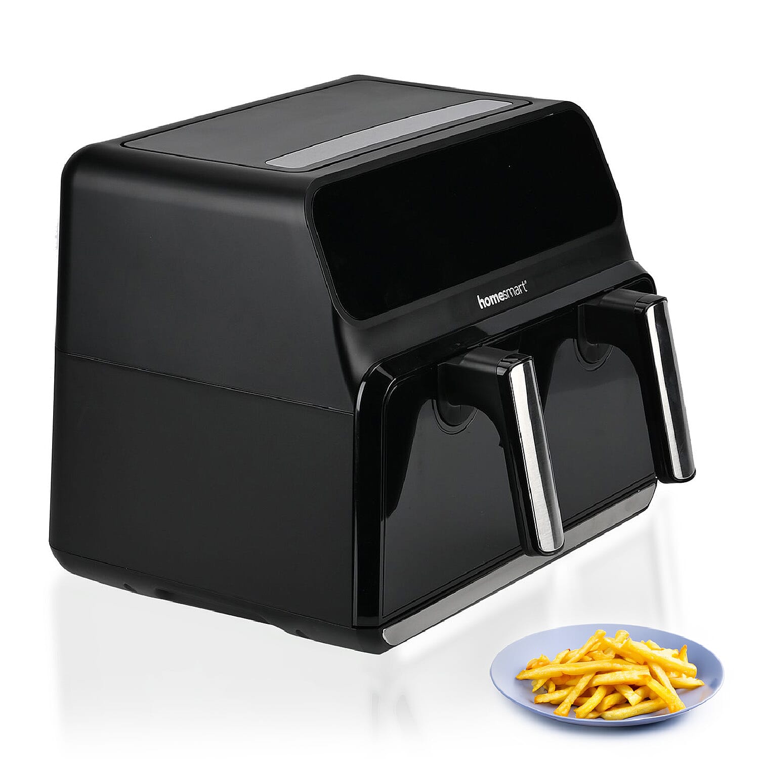 Homesmart Air fryer With Digital Touch Control LED Display, Dual Basket or One Large Basket, Sync or Seperate Cooking (8.5L, 1700W) - Black