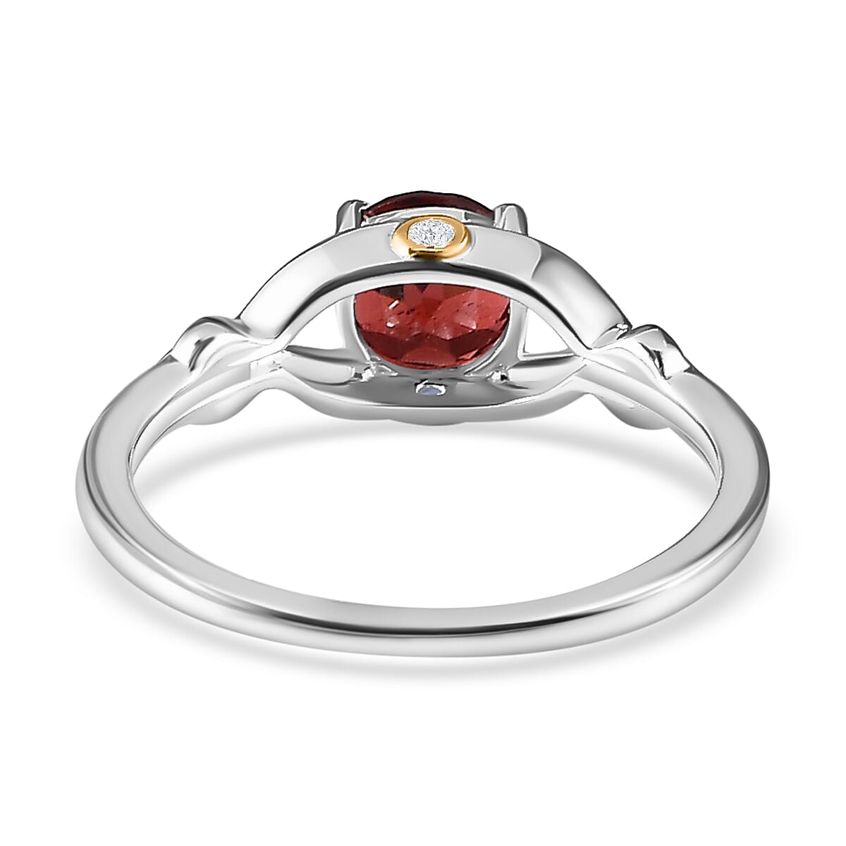 Red Garnet & Natural Zircon Ring in 18K Vermeil Yellow Gold Plated & Rhodium Overlay Sterling Silver Red Garnet & Natural Zircon Ring in 18K Vermeil Yellow Gold Plated & Rhodium Overlay Sterling Silver