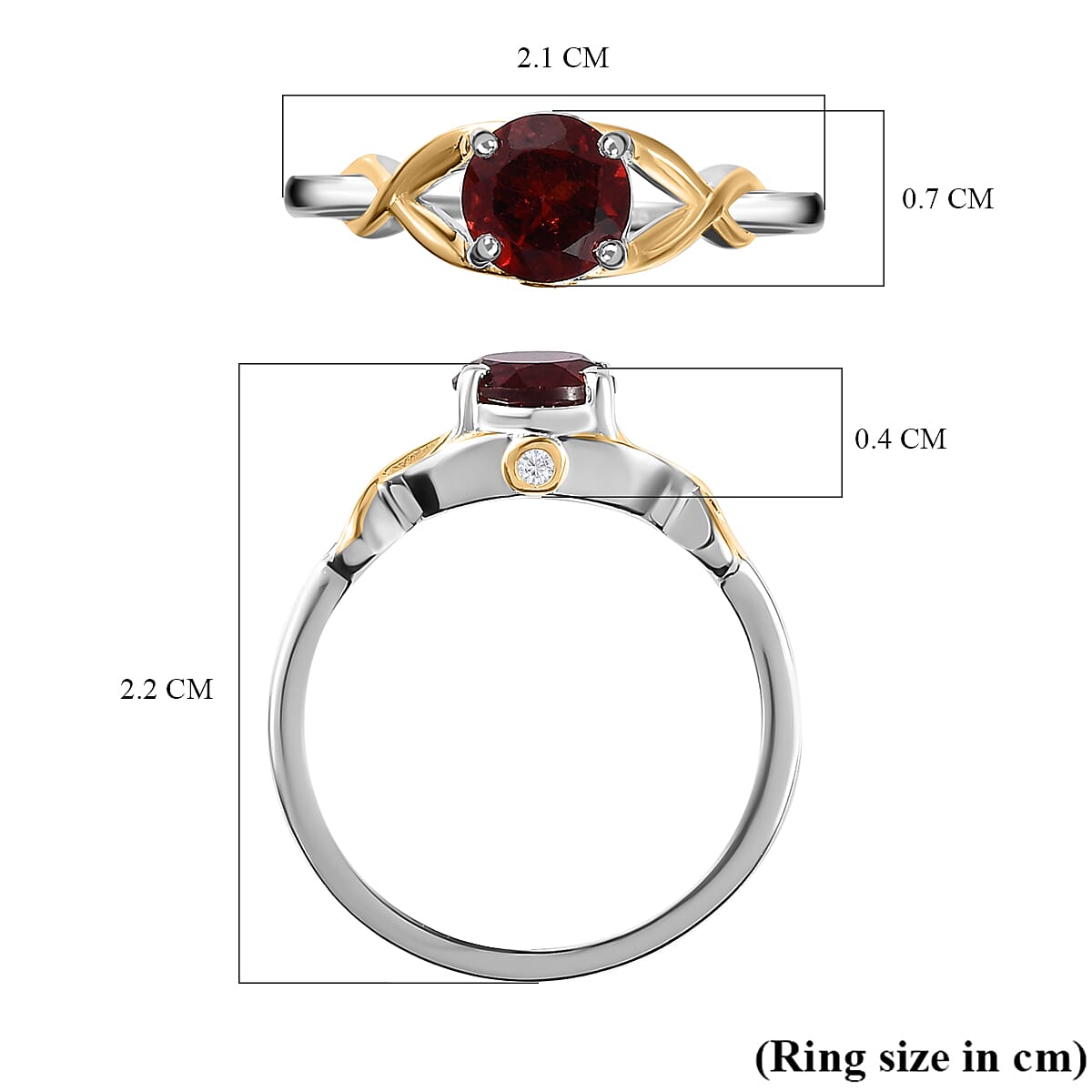 Red Garnet & Natural Zircon Ring in 18K Vermeil Yellow Gold Plated & Rhodium Overlay Sterling Silver Red Garnet & Natural Zircon Ring in 18K Vermeil Yellow Gold Plated & Rhodium Overlay Sterling Silver
