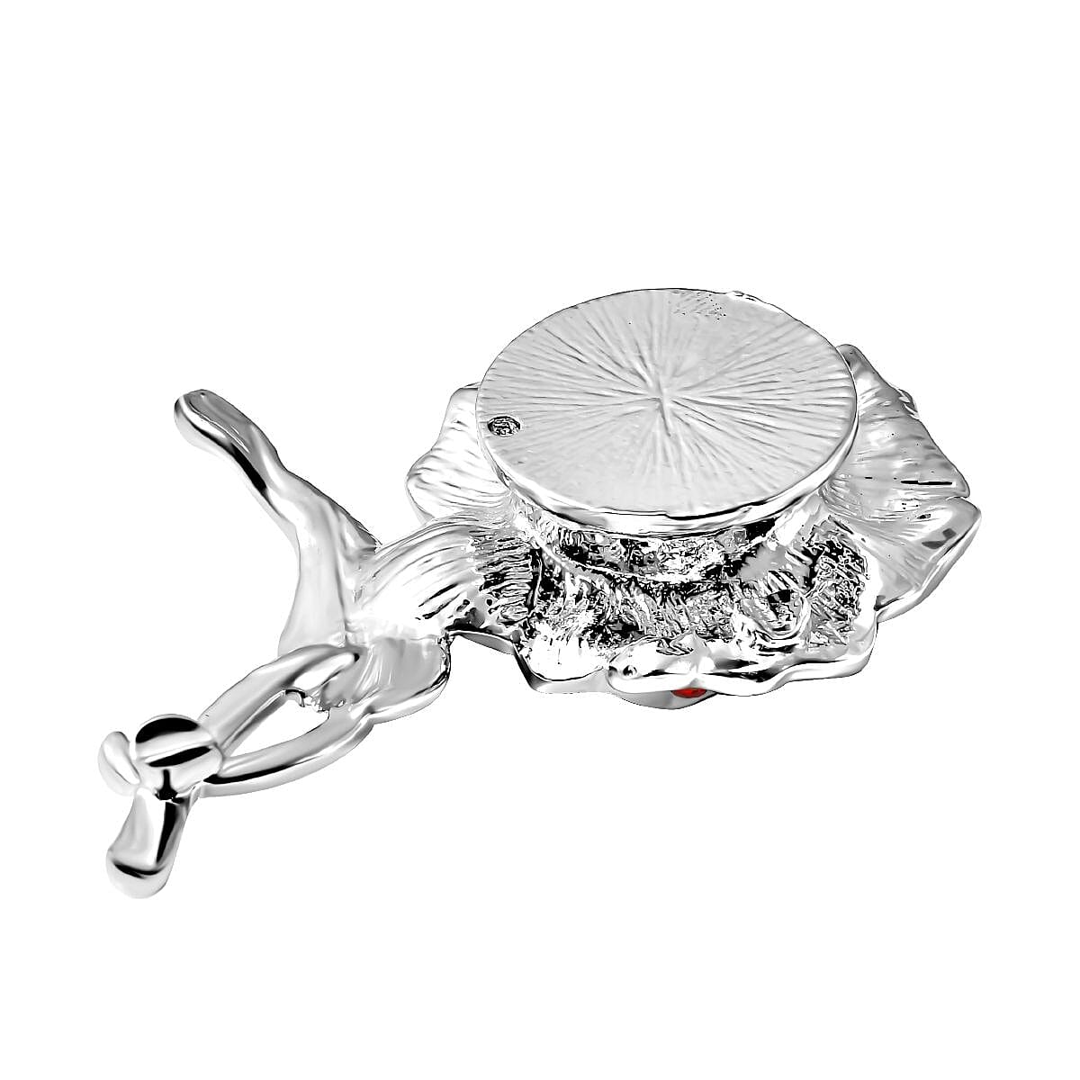 Black Austrian Crystal & Red Austrian Crystal Poppy Design Brooch in Silver Tone