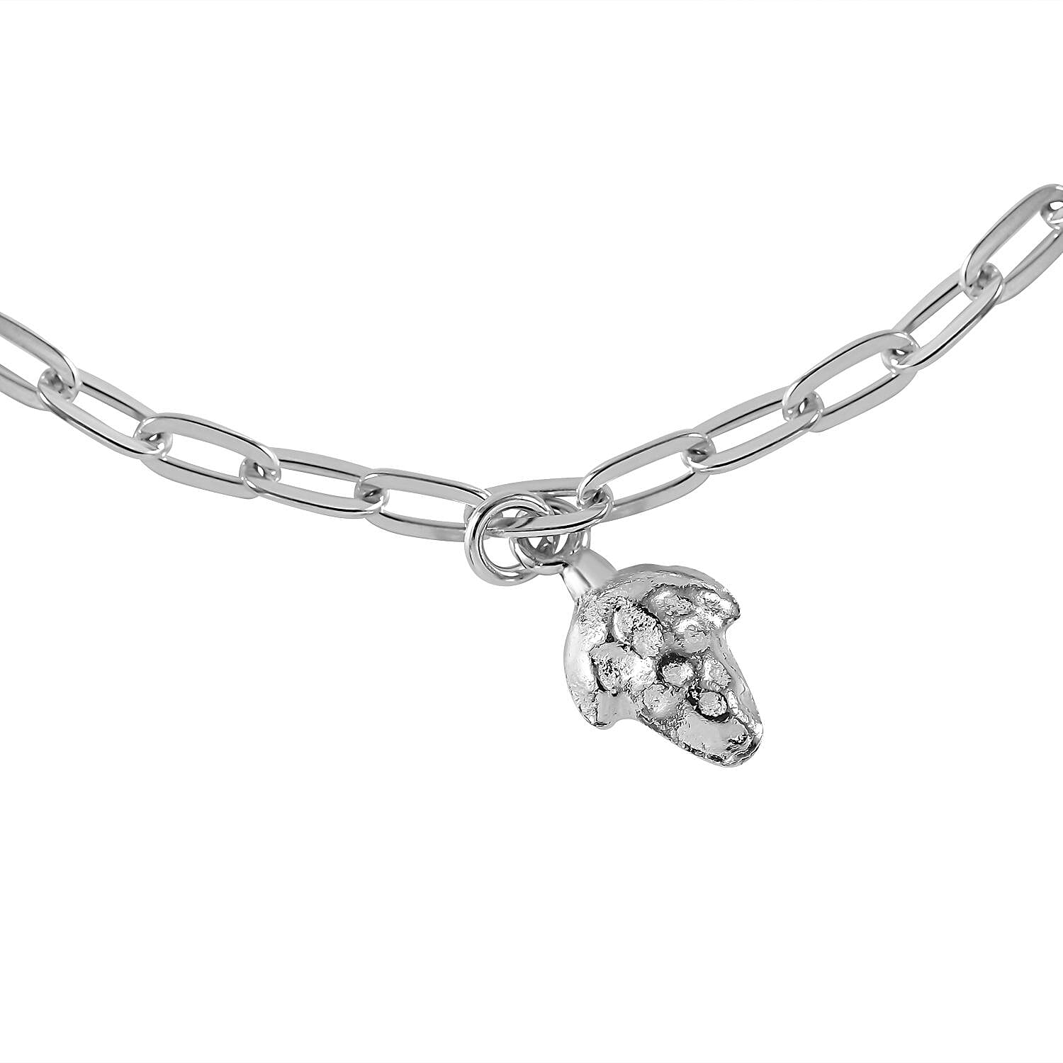 Sterling Silver Paper Clip Charms Bracelet (Size - 7.5)