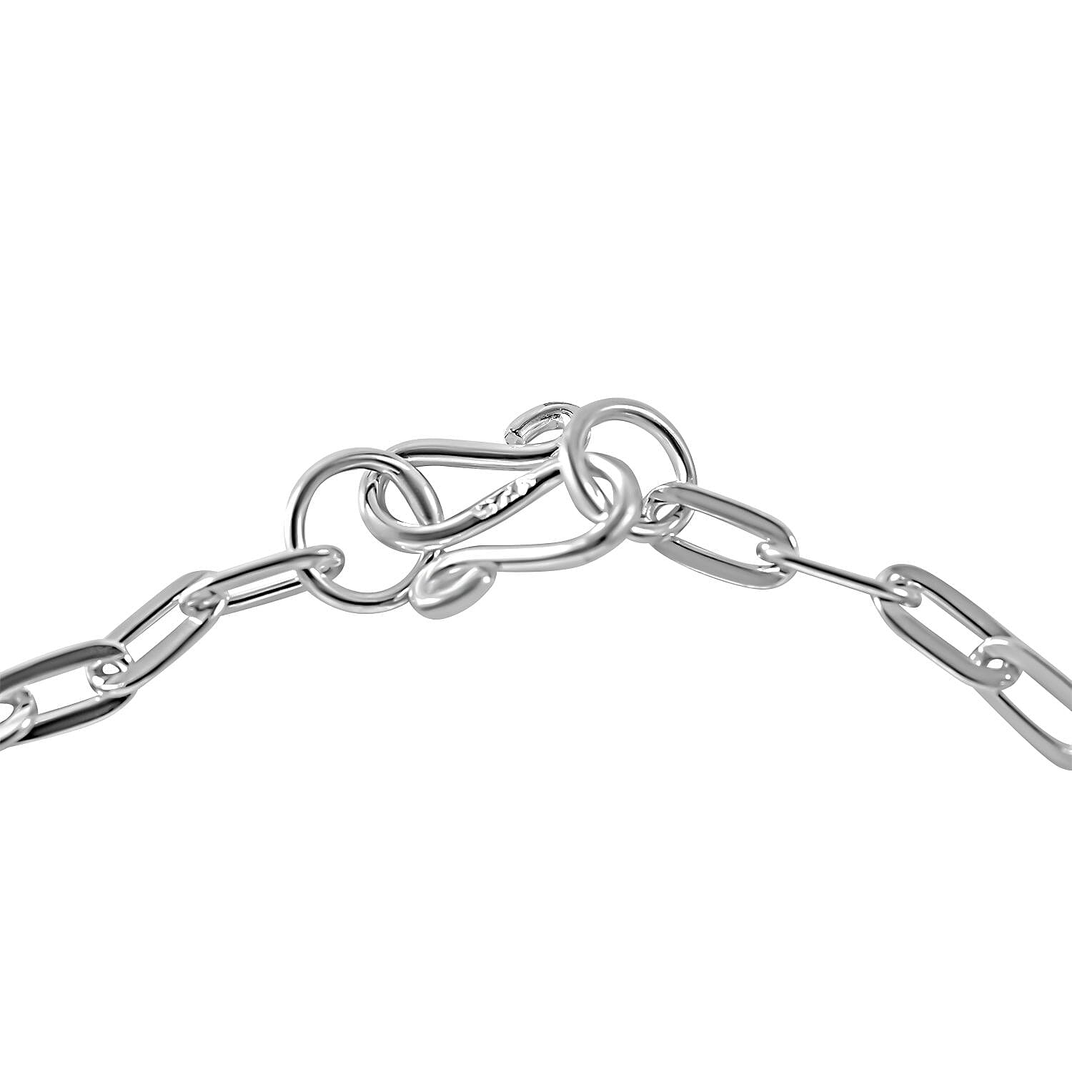 Sterling Silver Paper Clip Charms Bracelet (Size - 7.5)