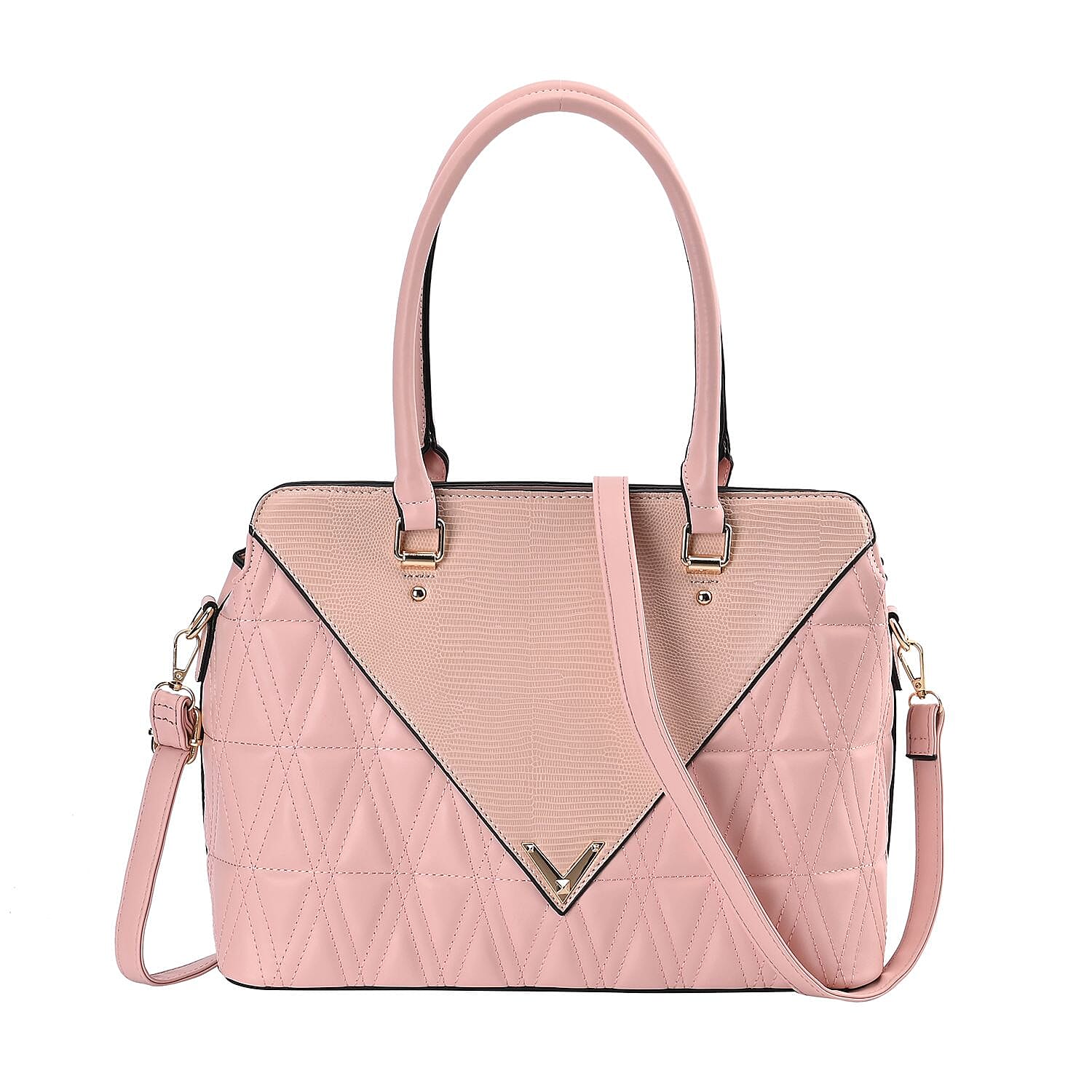 Pink quilted leather handbag on sale