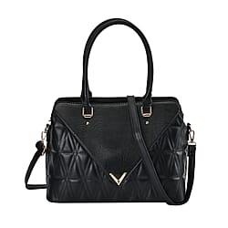 Quilted Triangle PU Pattern Leather Crossbody Bag With Detachable Shoulder Strap & Handle Drop