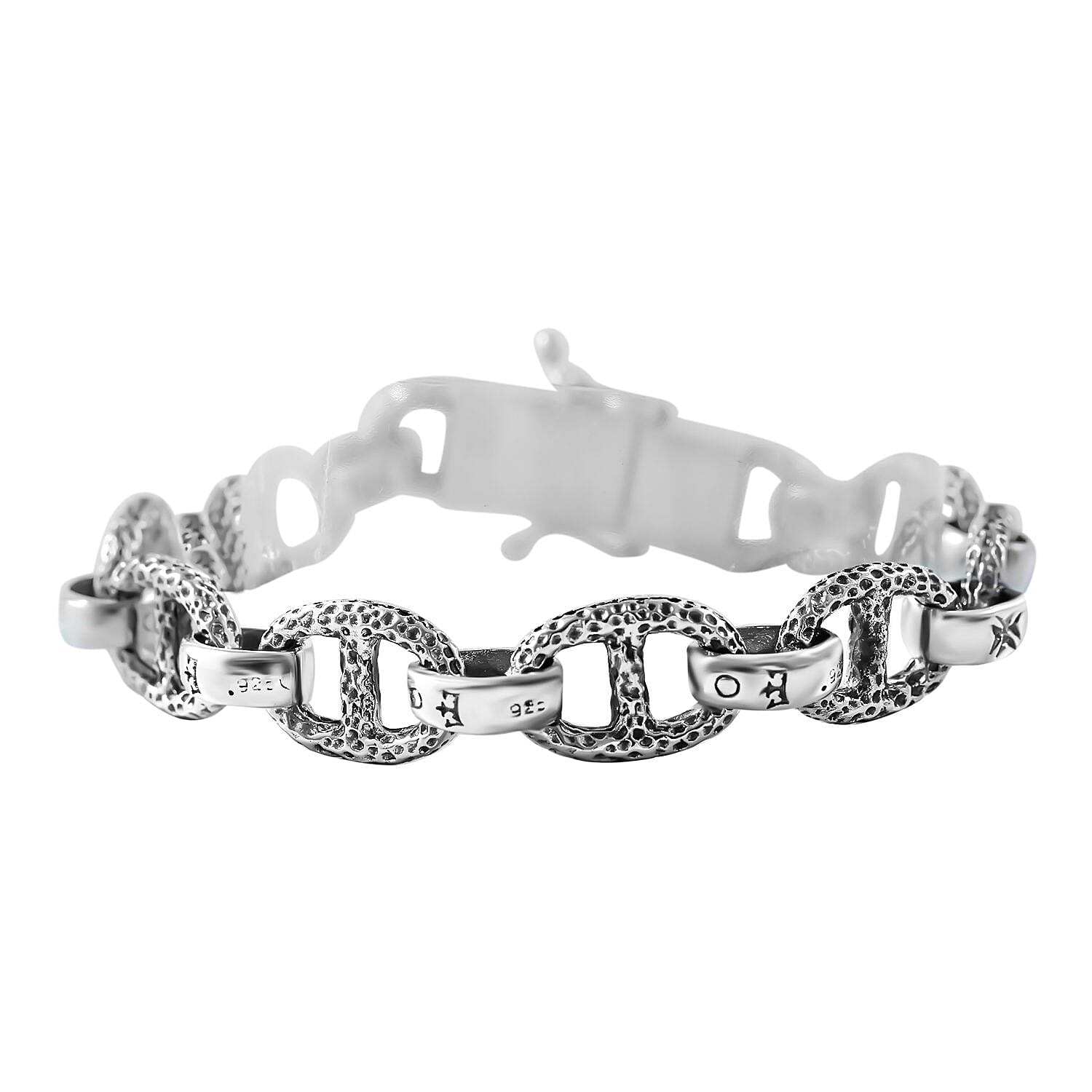 Royal Bali Collection - Handmade Sterling Silver Mariner Link Bracelet (Size - 7.5), Silver Wt. 40 Gms