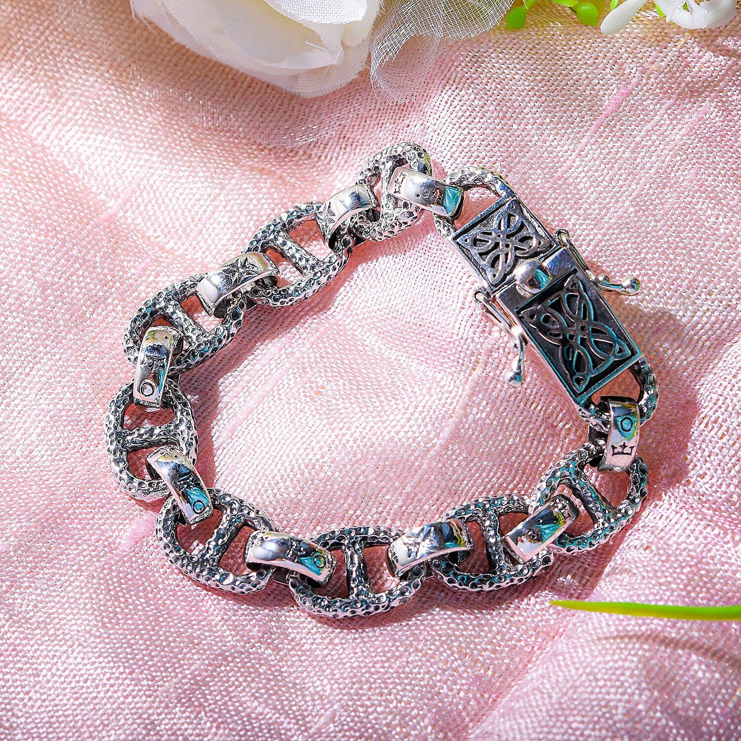 Royal Bali Collection - Handmade Sterling Silver Mariner Link Bracelet (Size - 7.5), Silver Wt. 40 Gms