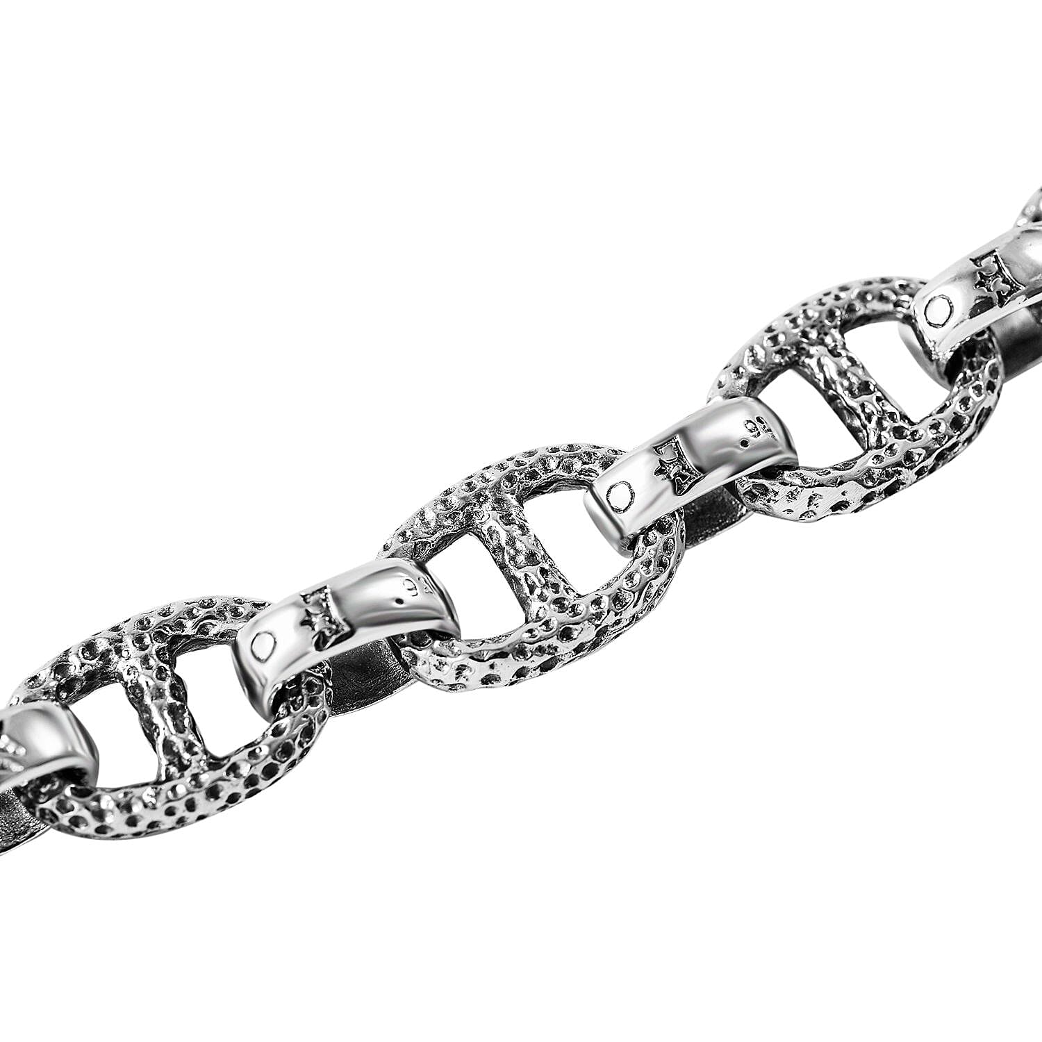 Royal Bali Collection - Handmade Sterling Silver Mariner Link Bracelet (Size - 7.5), Silver Wt. 40 Gms