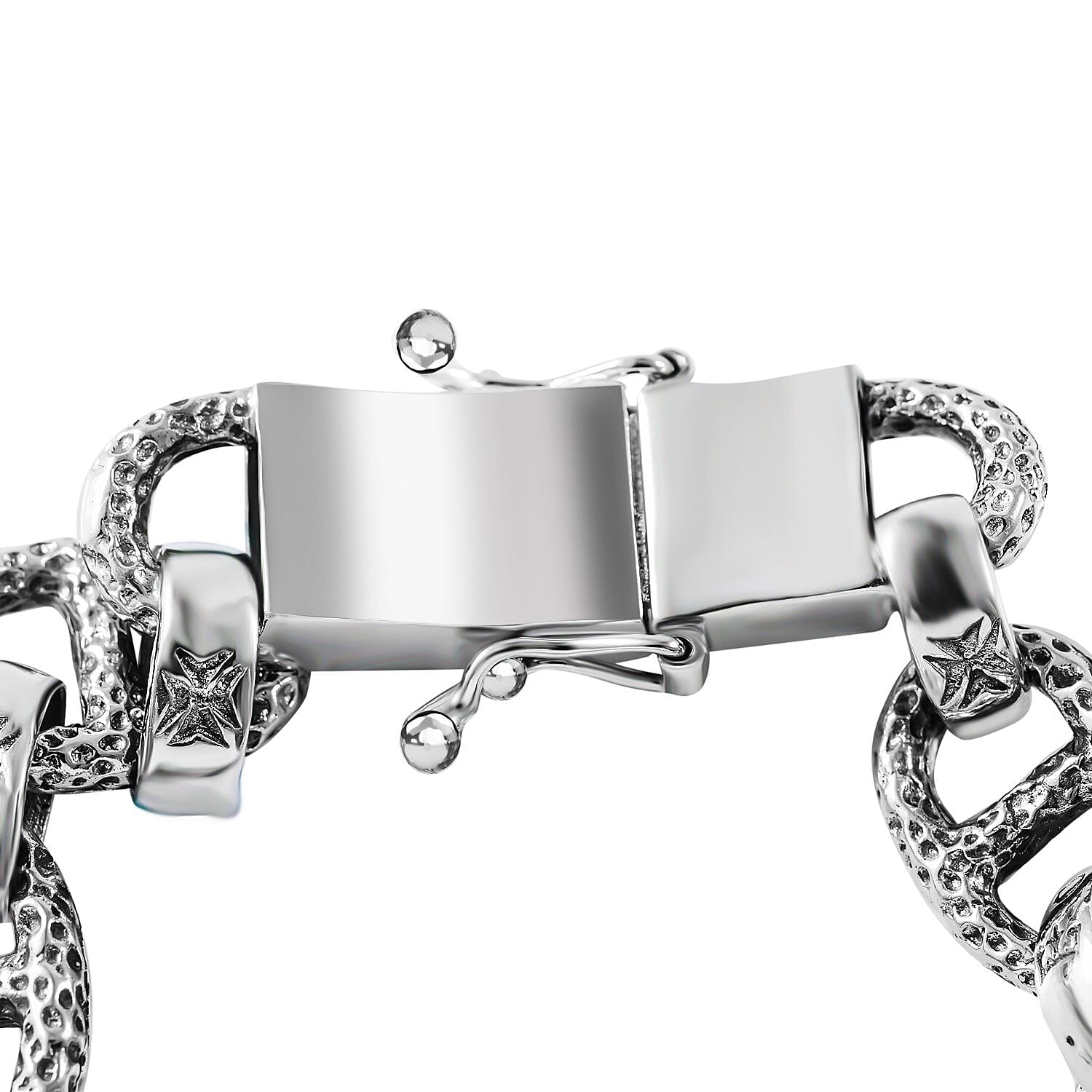 Royal Bali Collection - Handmade Sterling Silver Mariner Link Bracelet (Size - 7.5), Silver Wt. 40 Gms