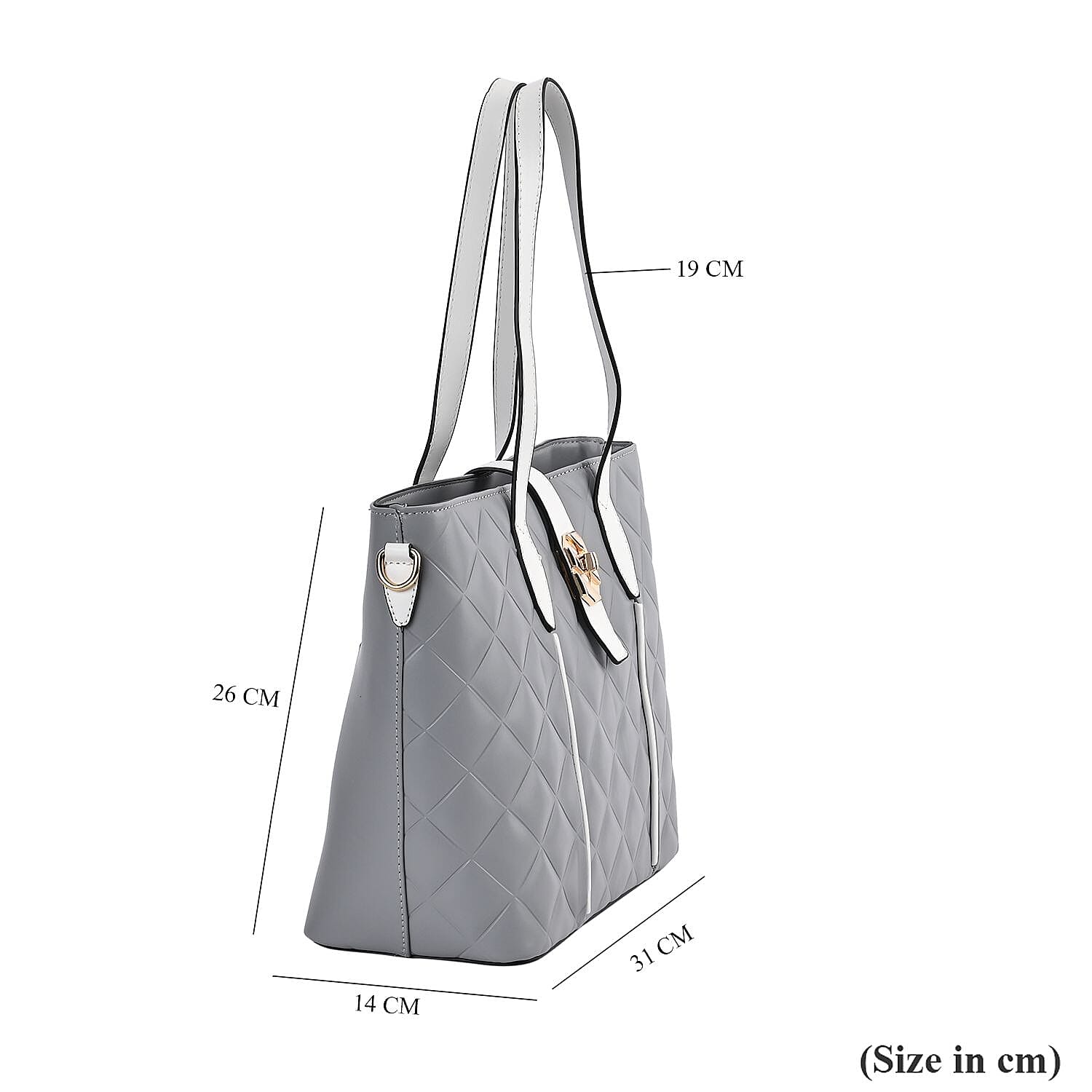 Designer Inspired Embossed Quilteed Crossbody Bag with Gold Tone Hardware - Grey