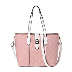 Designer Inspired Embossed Quilted Crossbody Bag with Gold Tone Hardware - Pink