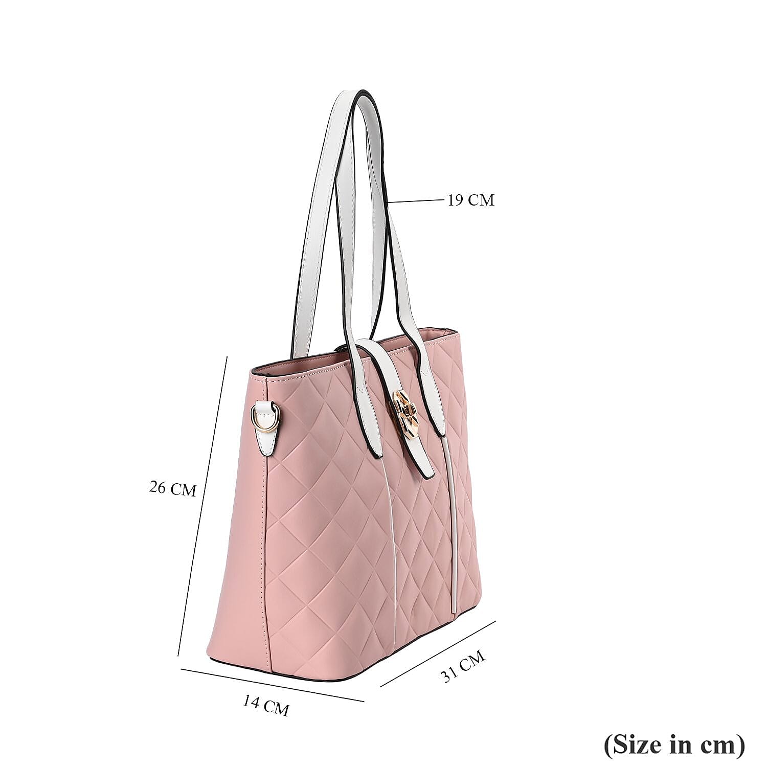 Designer Inspired Embossed Quilted Crossbody Bag with Gold Tone Hardware - Pink