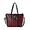 Designer Inspired Embossed Quilted Crossbody Bag with Gold Tone Hardware  - Burgundy