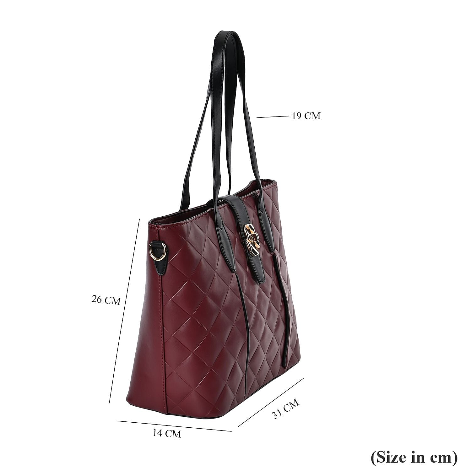 Designer Inspired Embossed Quilted Crossbody Bag with Gold Tone Hardware  - Burgundy