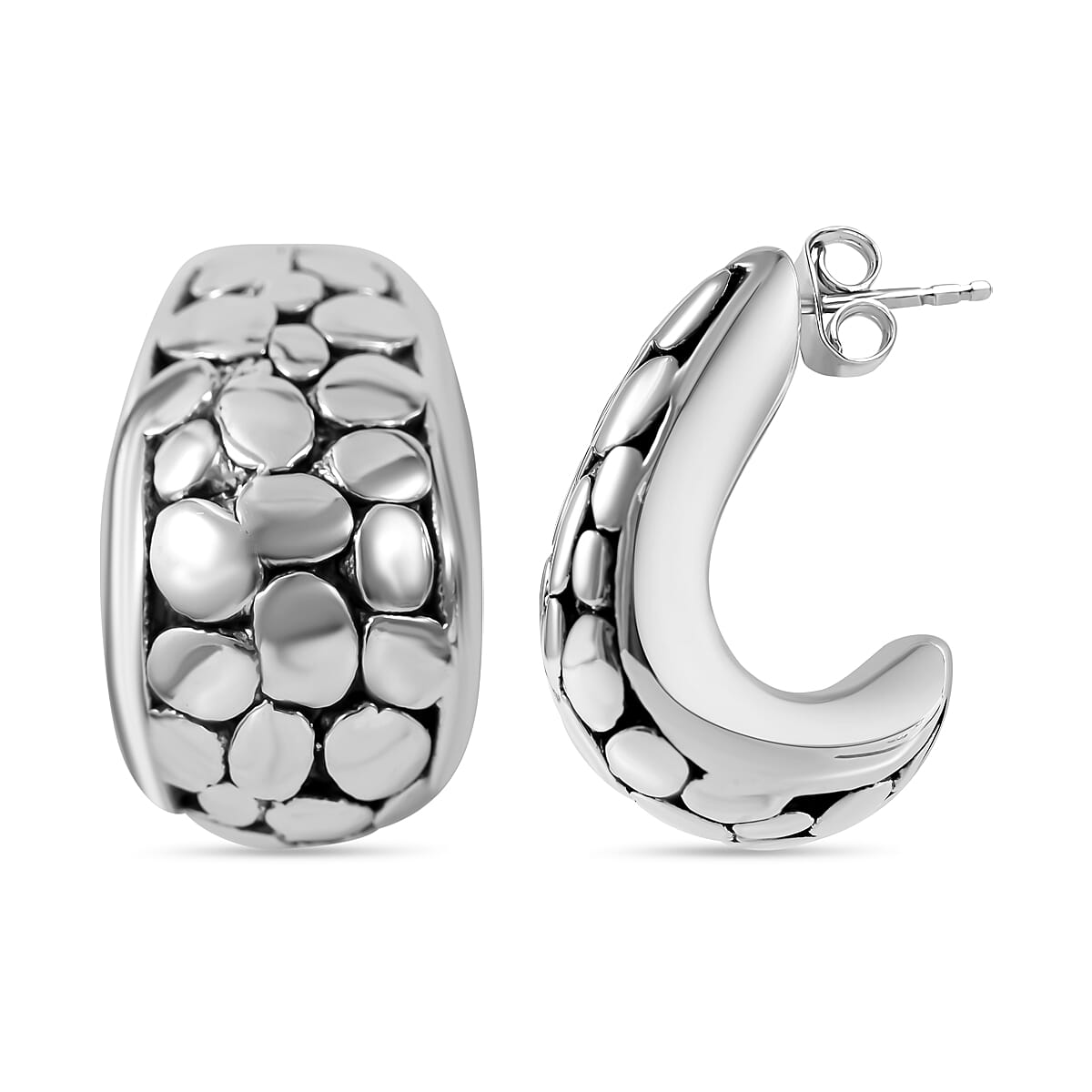 Royal Bali Collection - Sterling Silver Wall Earrings With Push Back