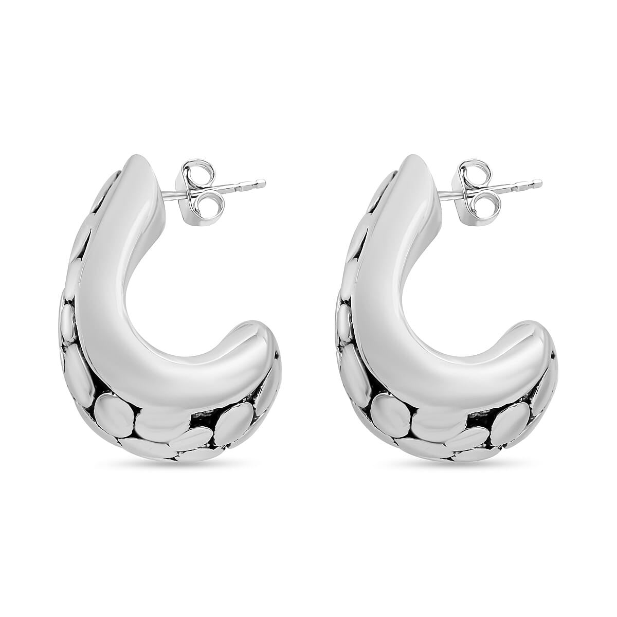 Royal Bali Collection - Sterling Silver Wall Earrings With Push Back