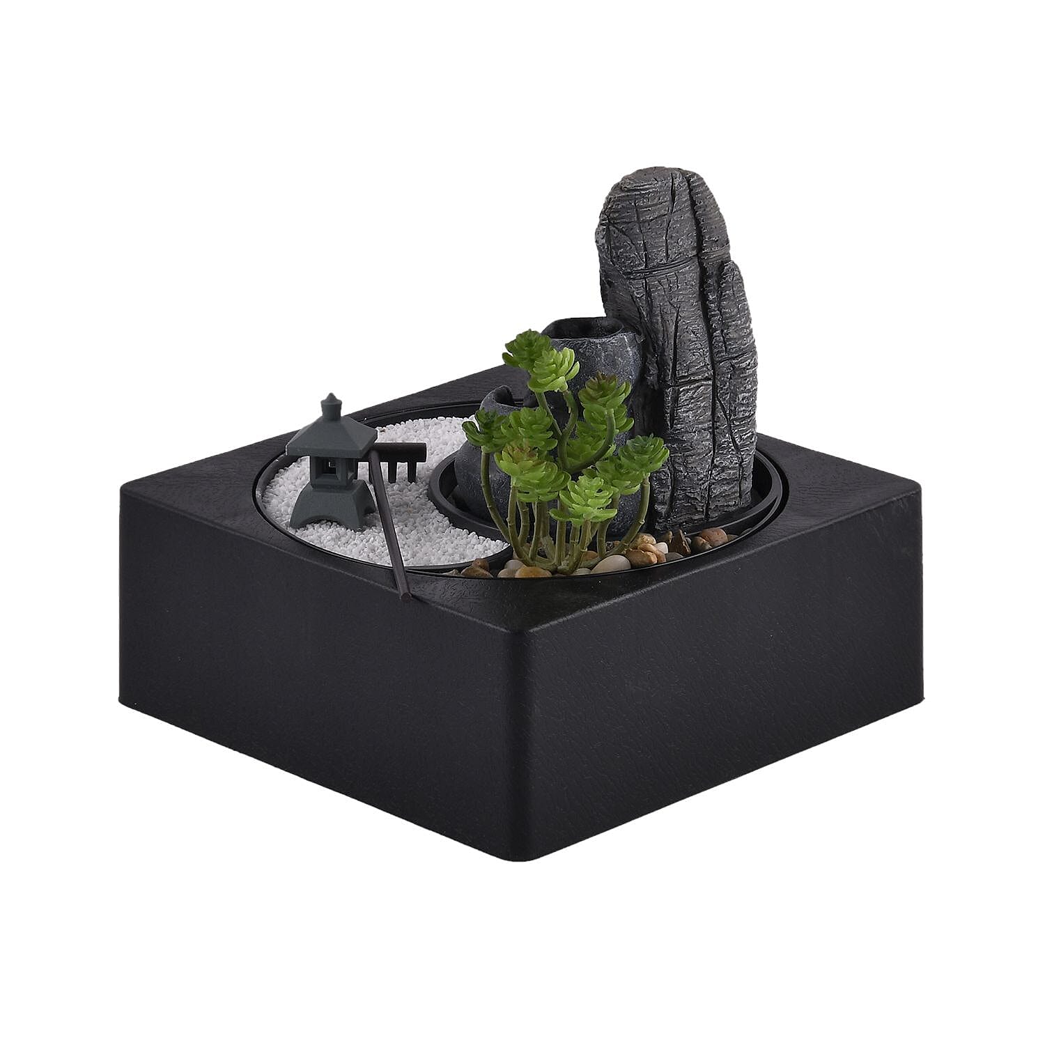 Praying Buddha Rock Garden Fountain with LED Lights - Praying