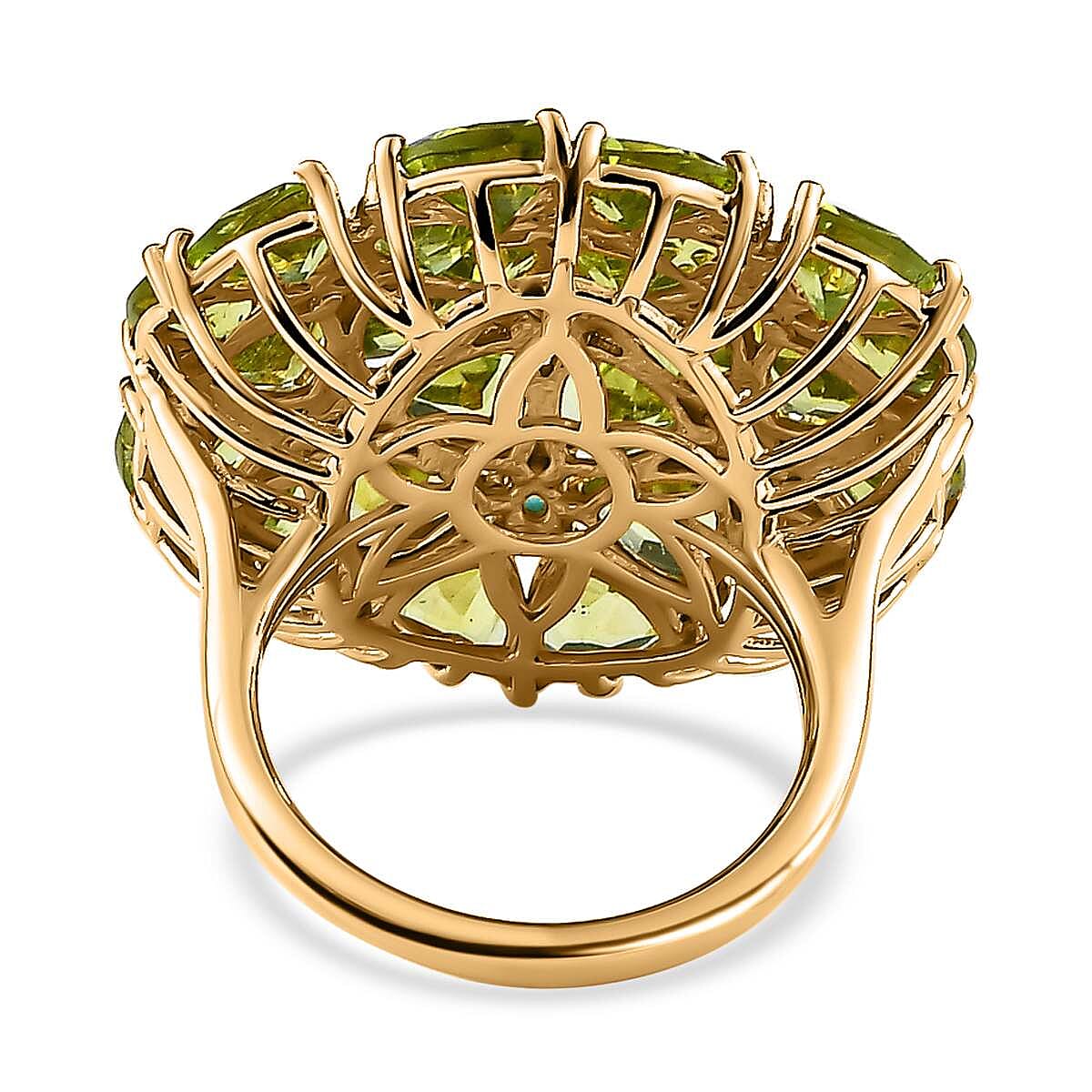 Hebei Peridot & Emerald Ring in 18K Vermeil Yellow Gold Plated Sterling Silver 10.78 Ct.