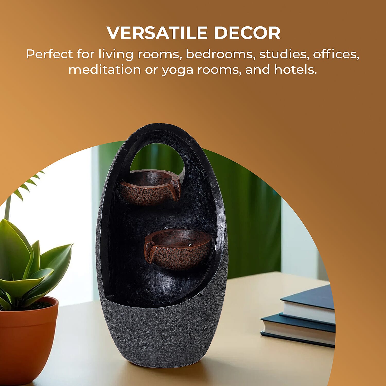 Solar Cascading Fountain with LED Light - Grey