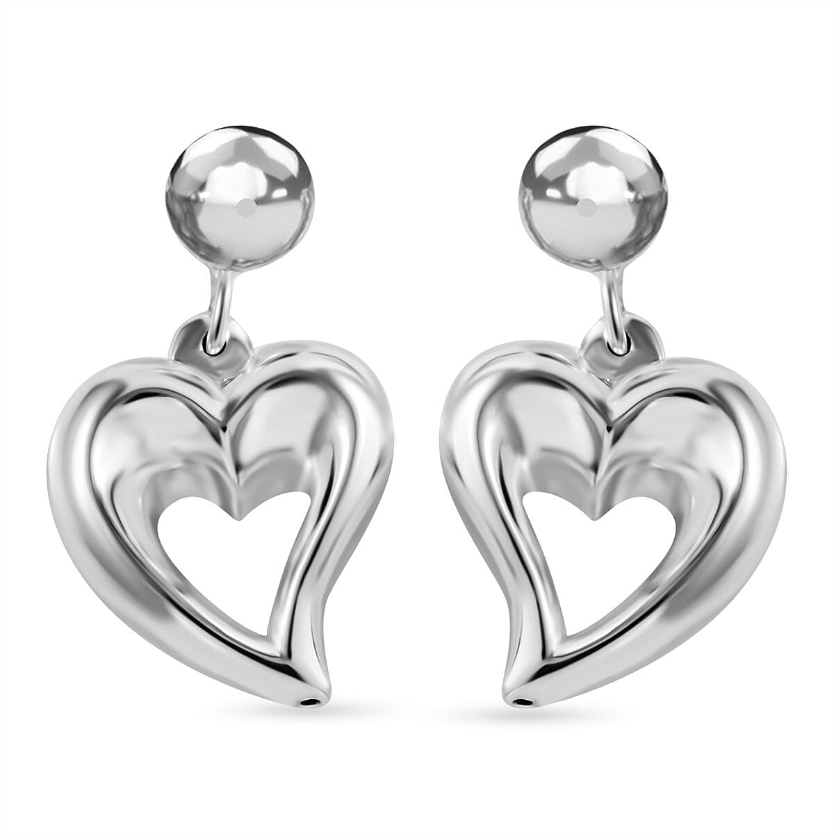 Heart lava silver chain earrings