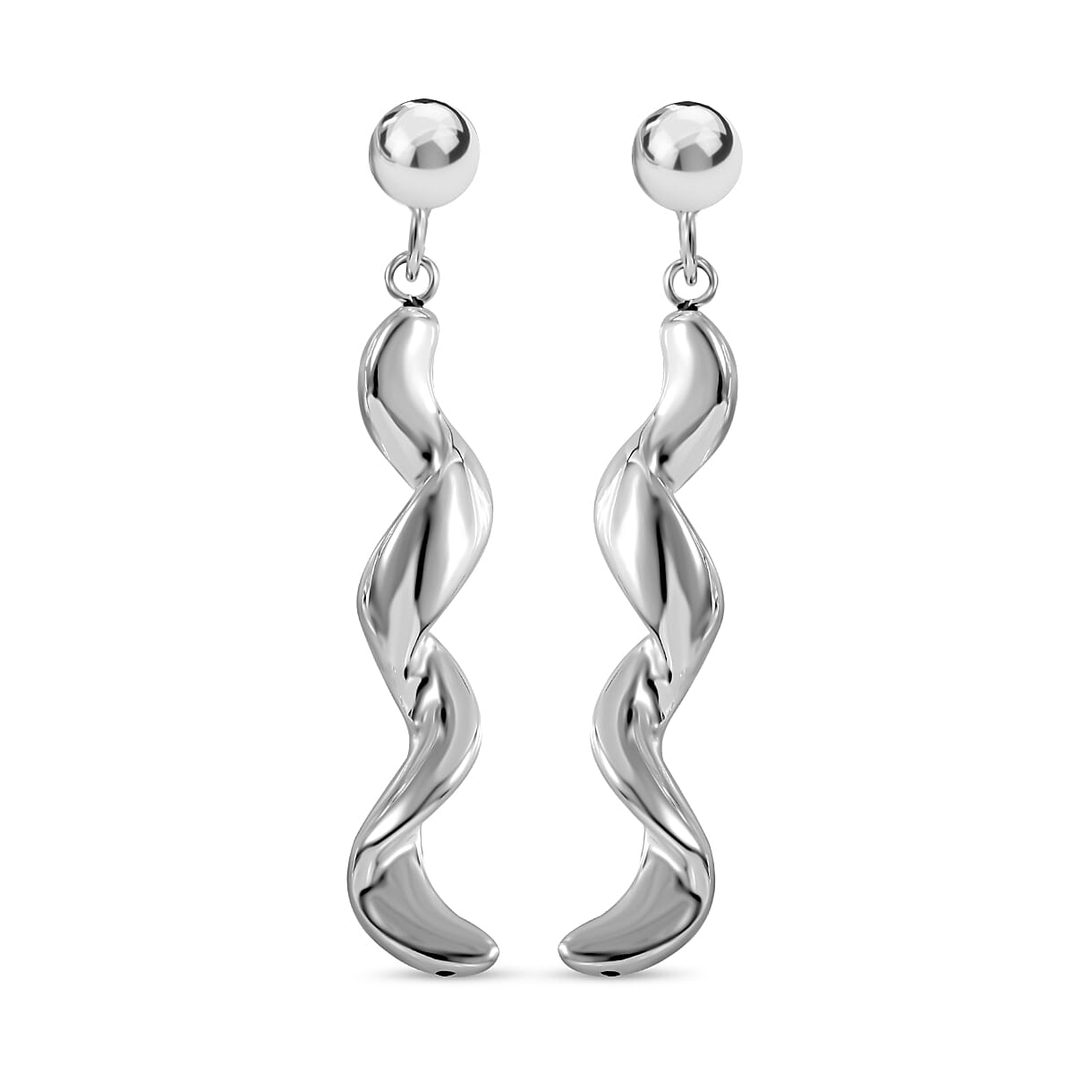 Platinum Overlay Sterling Silver Earrings, Silver Wt. 6.50 Gms