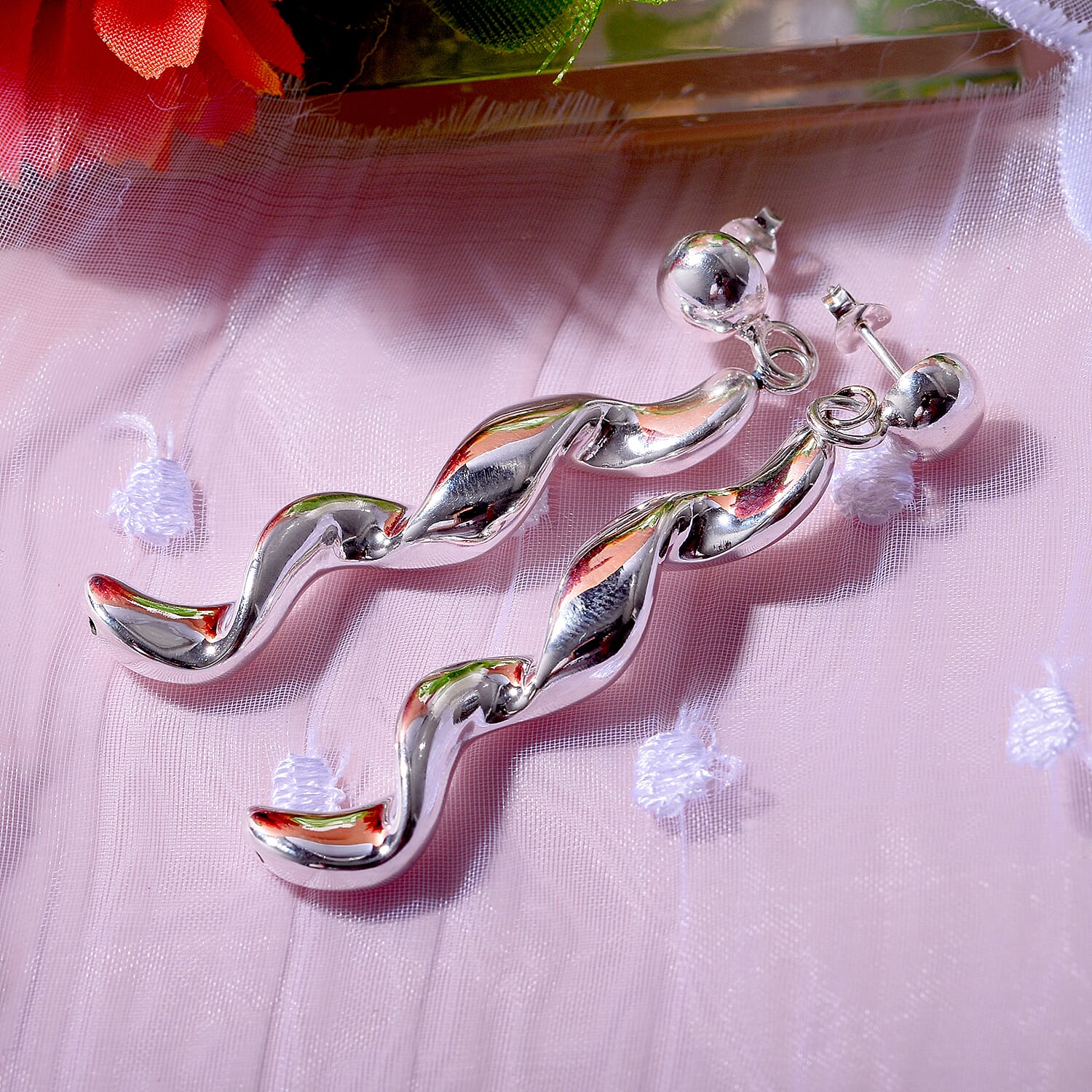 Platinum Overlay Sterling Silver Earrings, Silver Wt. 6.50 Gms