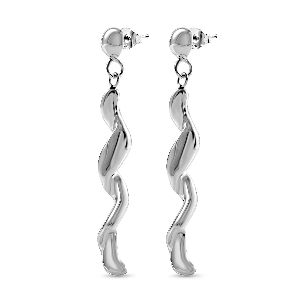 Platinum Overlay Sterling Silver Earrings, Silver Wt. 6.50 Gms