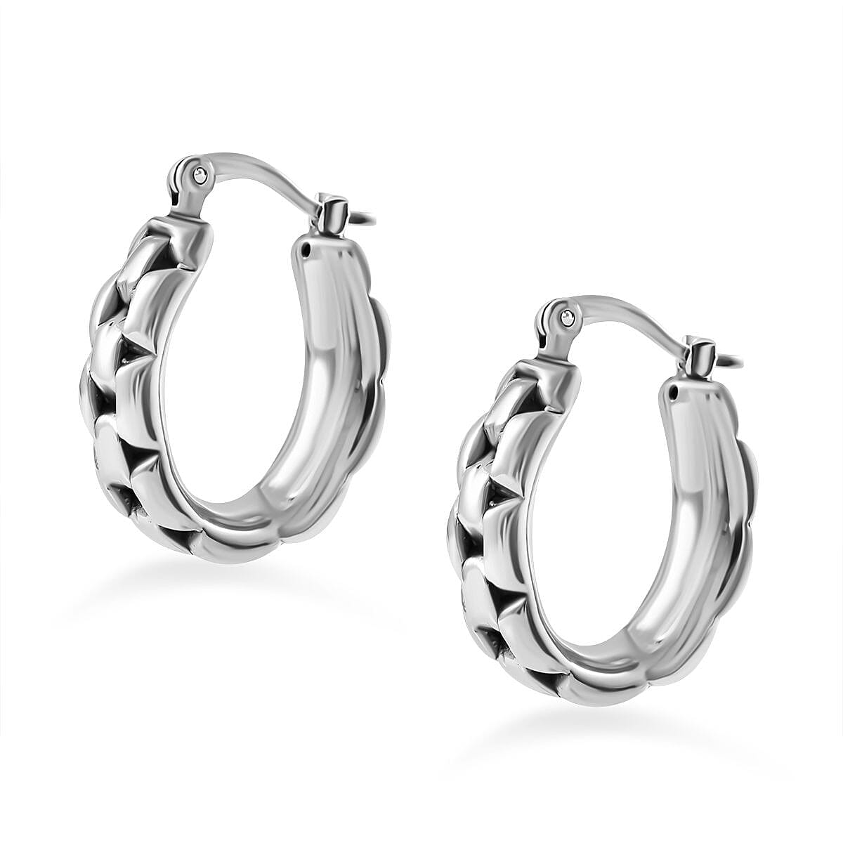 Bangkok Closeout - Sterling Silver Panther Link Hoop Earrings