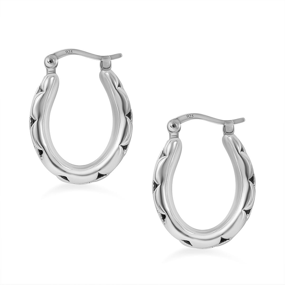 Bangkok Closeout - Sterling Silver Panther Link Hoop Earrings