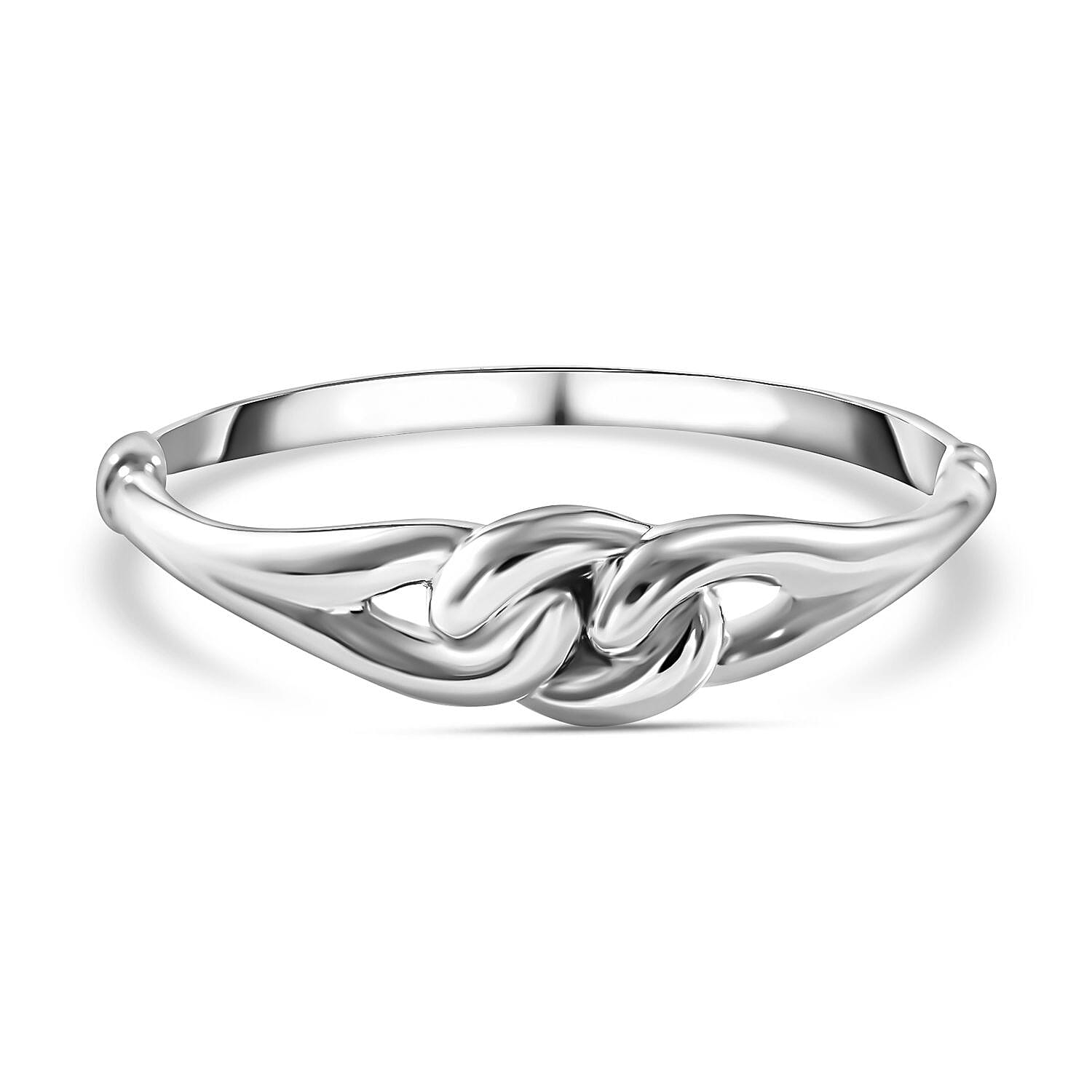 Designer Inspired -Sterling Silver Knot Bangle (Size - 7.5)