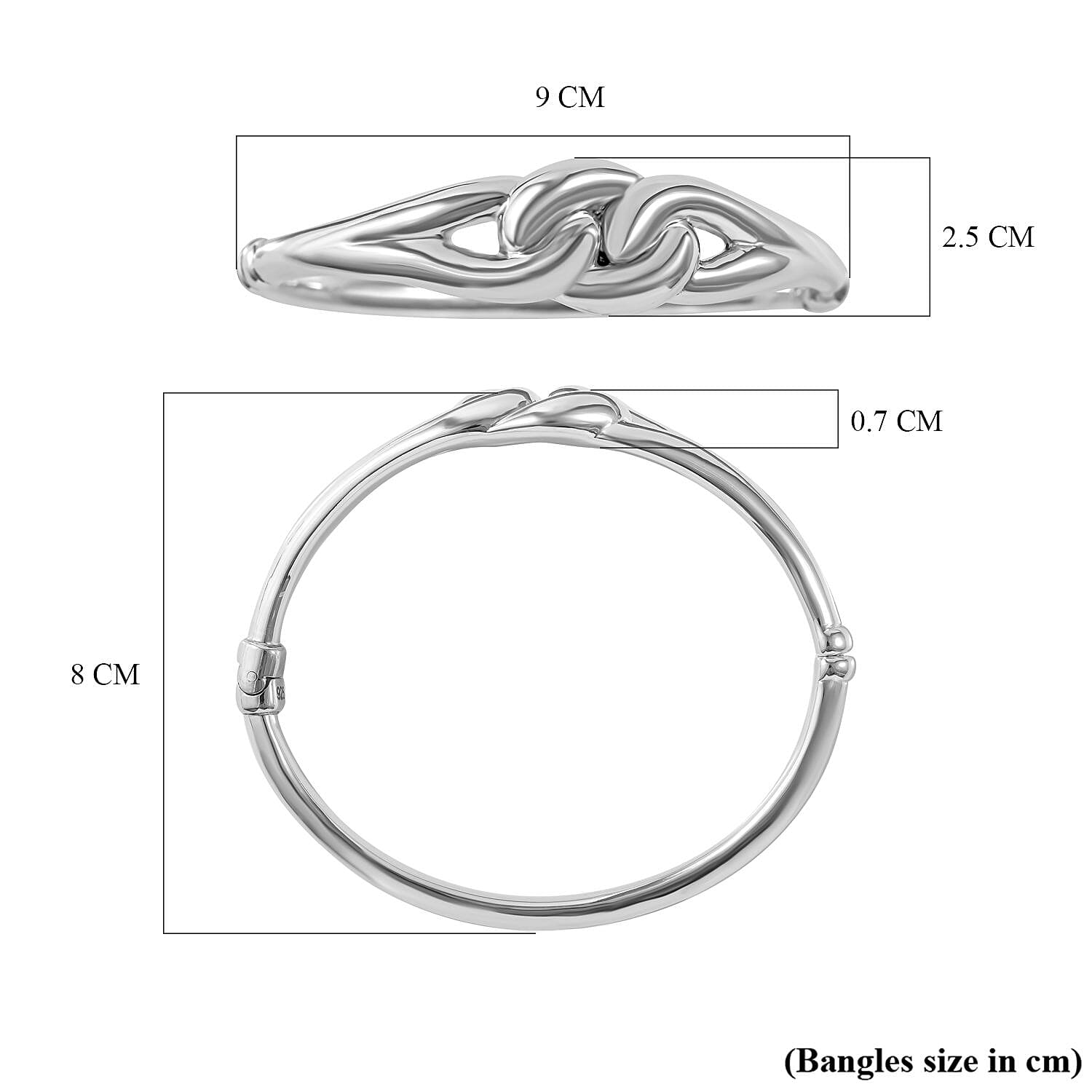 Designer Inspired -Sterling Silver Knot Bangle (Size - 7.5)