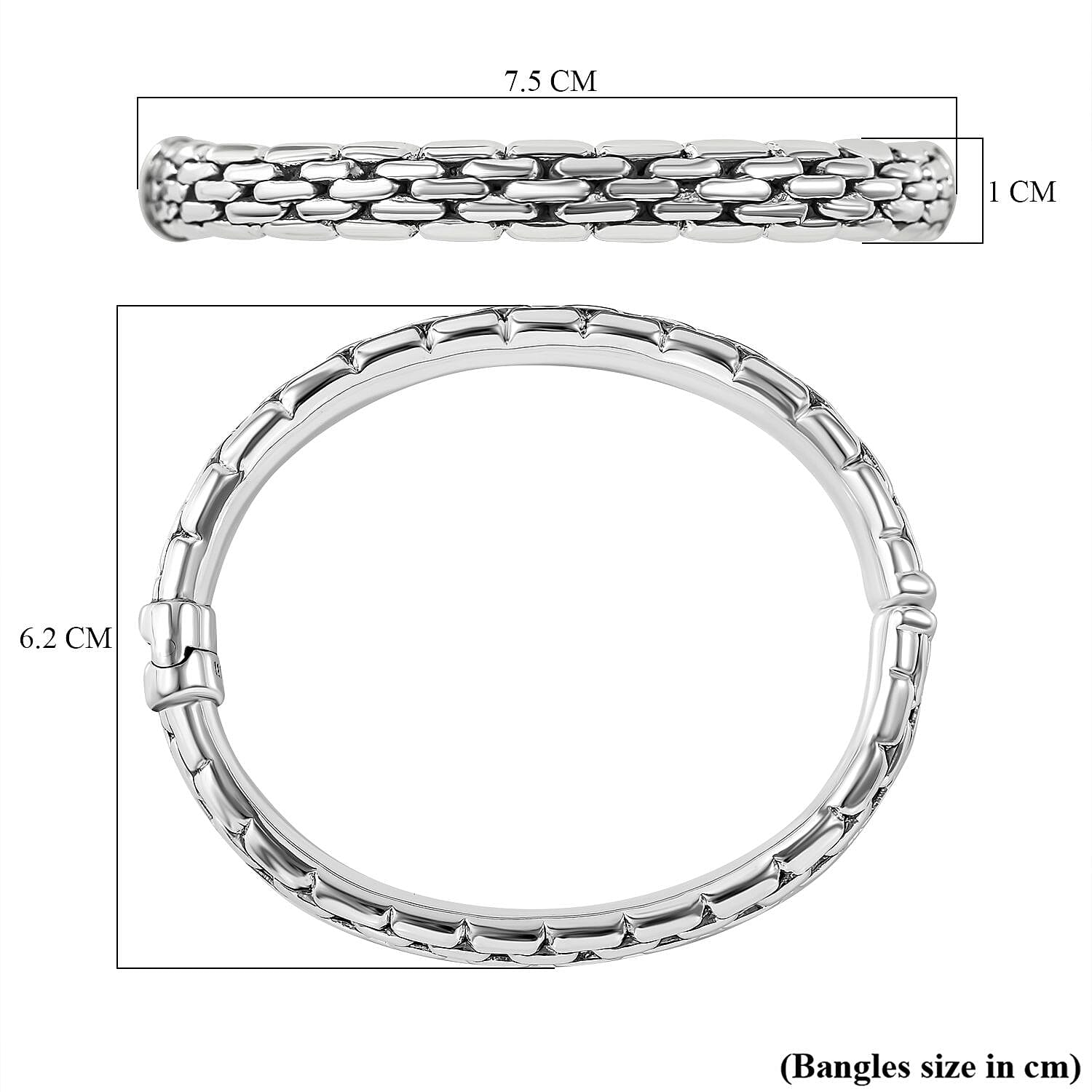 Royal Bali Collection - Bangle (Size-7.5) in Platinum Overlay Sterling Silver, Silver Wt 14.50 GM