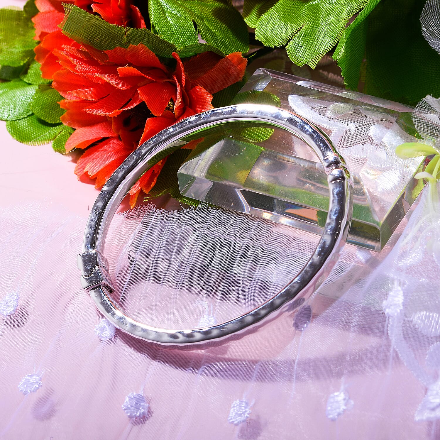 Sterling Silver Flat Bangle (Size - 7.5), Silver Wt. 12 Gms