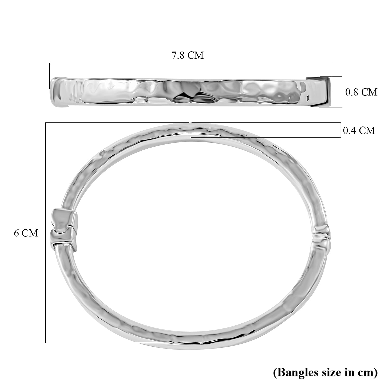 Sterling Silver Flat Bangle (Size - 7.5), Silver Wt. 12 Gms