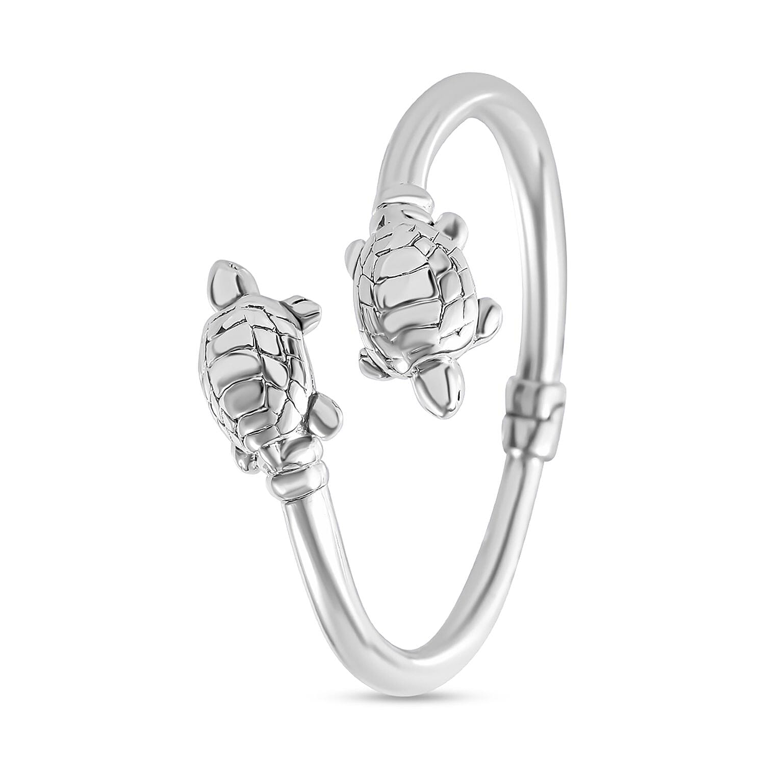 Bangkok Close Out Deal- Sterling Silver Turtle Bypass Bangle (Size - 7.5), Silver Wt. 14.78 Gms