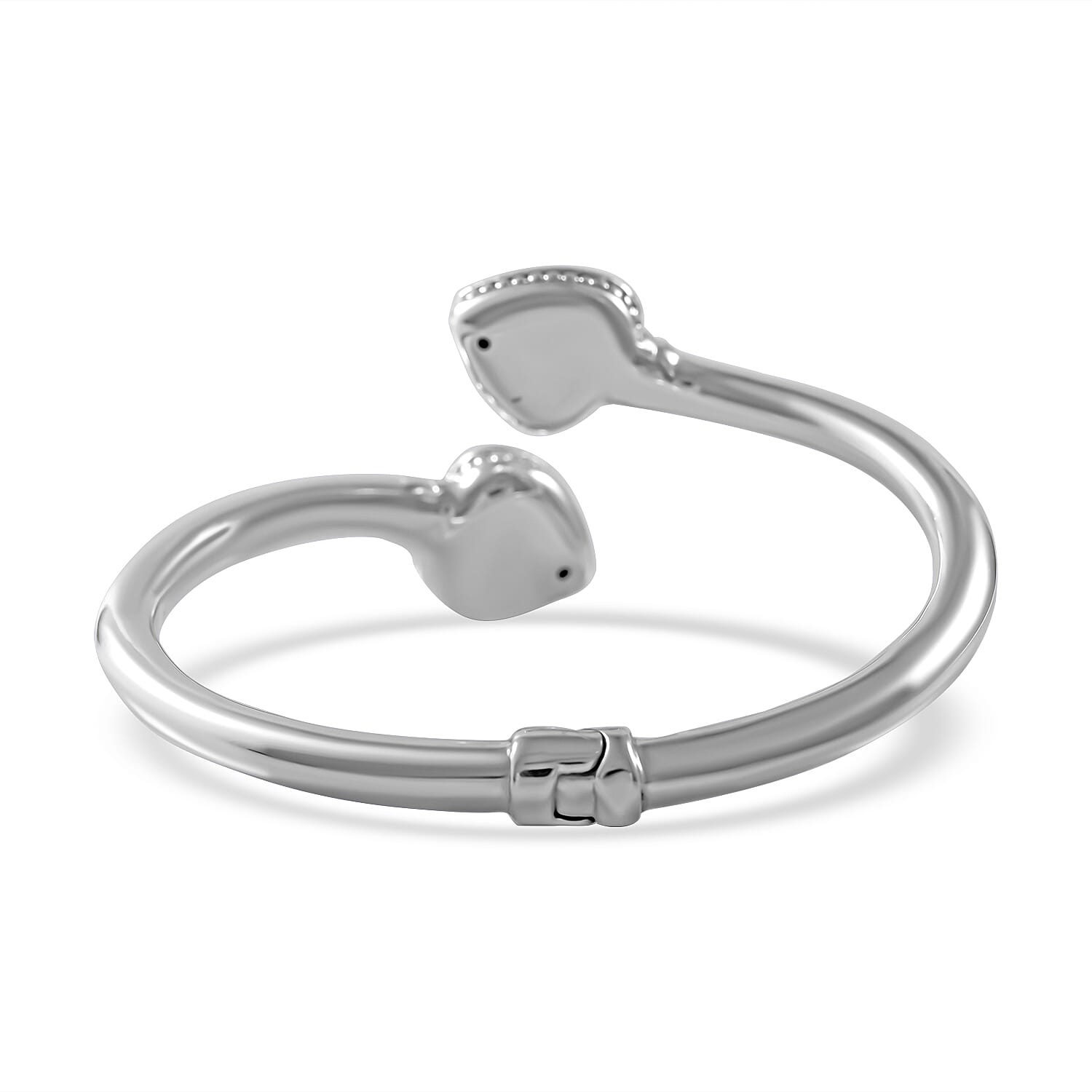 Sterling Silver Bypass Heart Bangle (Size-7.5)