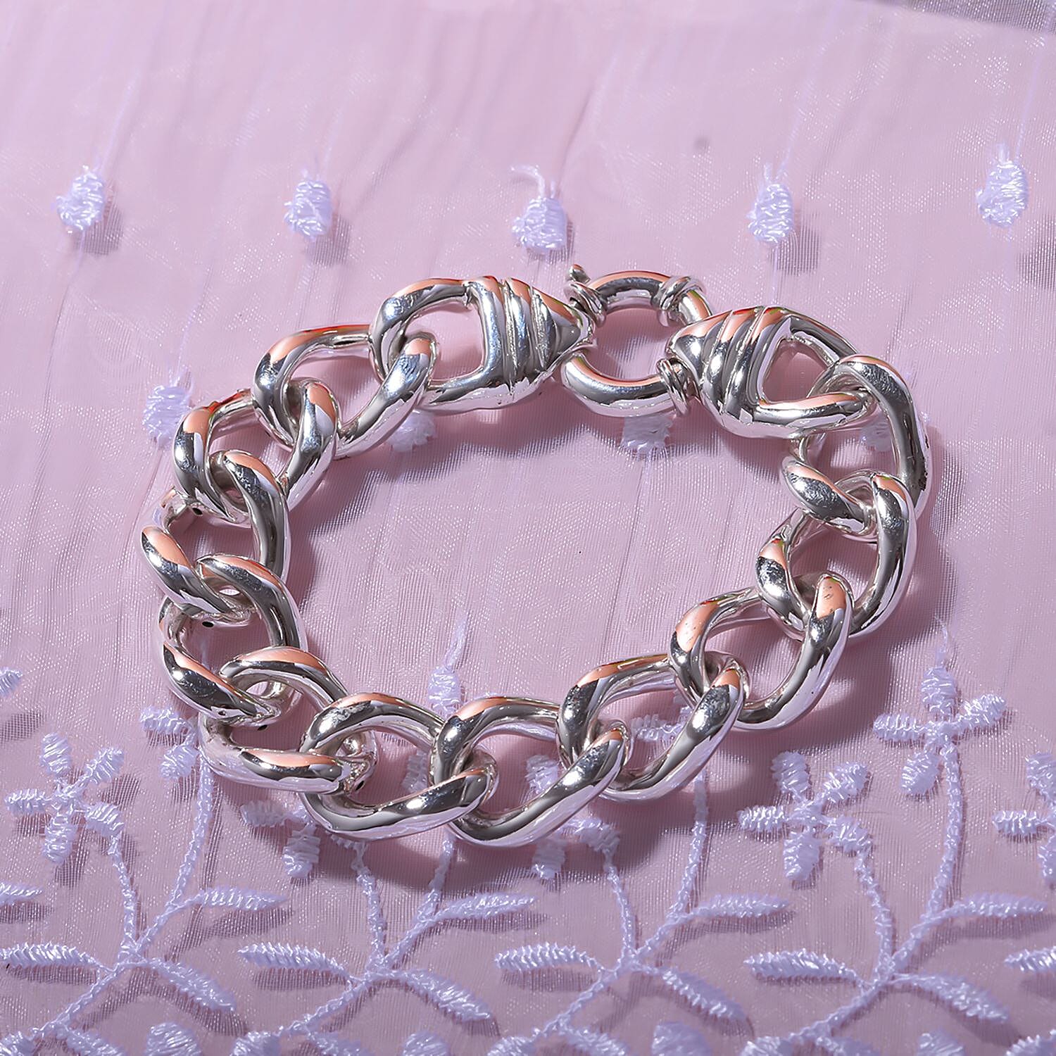 Royal Bali Collection - Sterling Silver Curb Bracelet (Size - 7.5), Silver Wt. 20.90 Gms