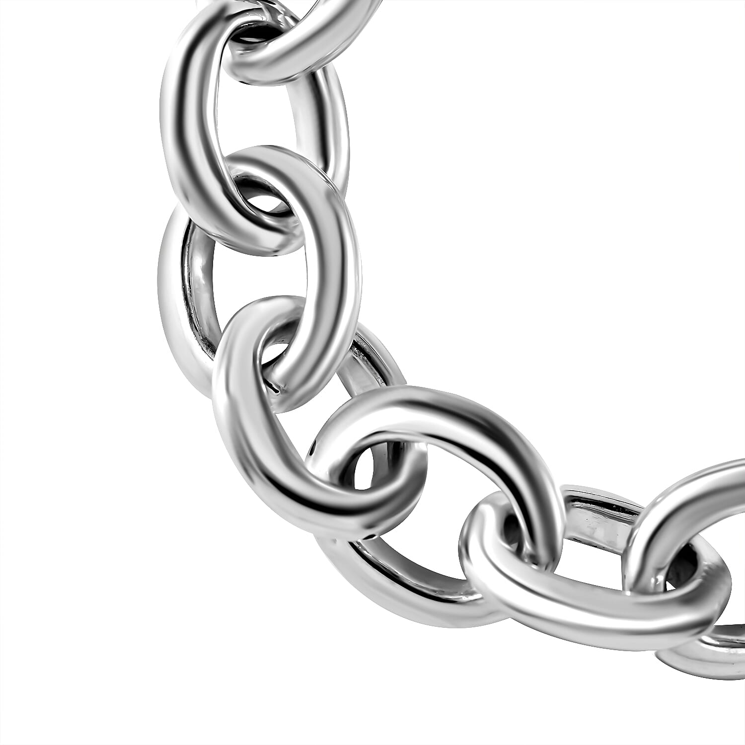 Platinum Overlay Sterling Silver Cable Link Chain Bracelet (Size 7.5), Silver Wt. 20 GM