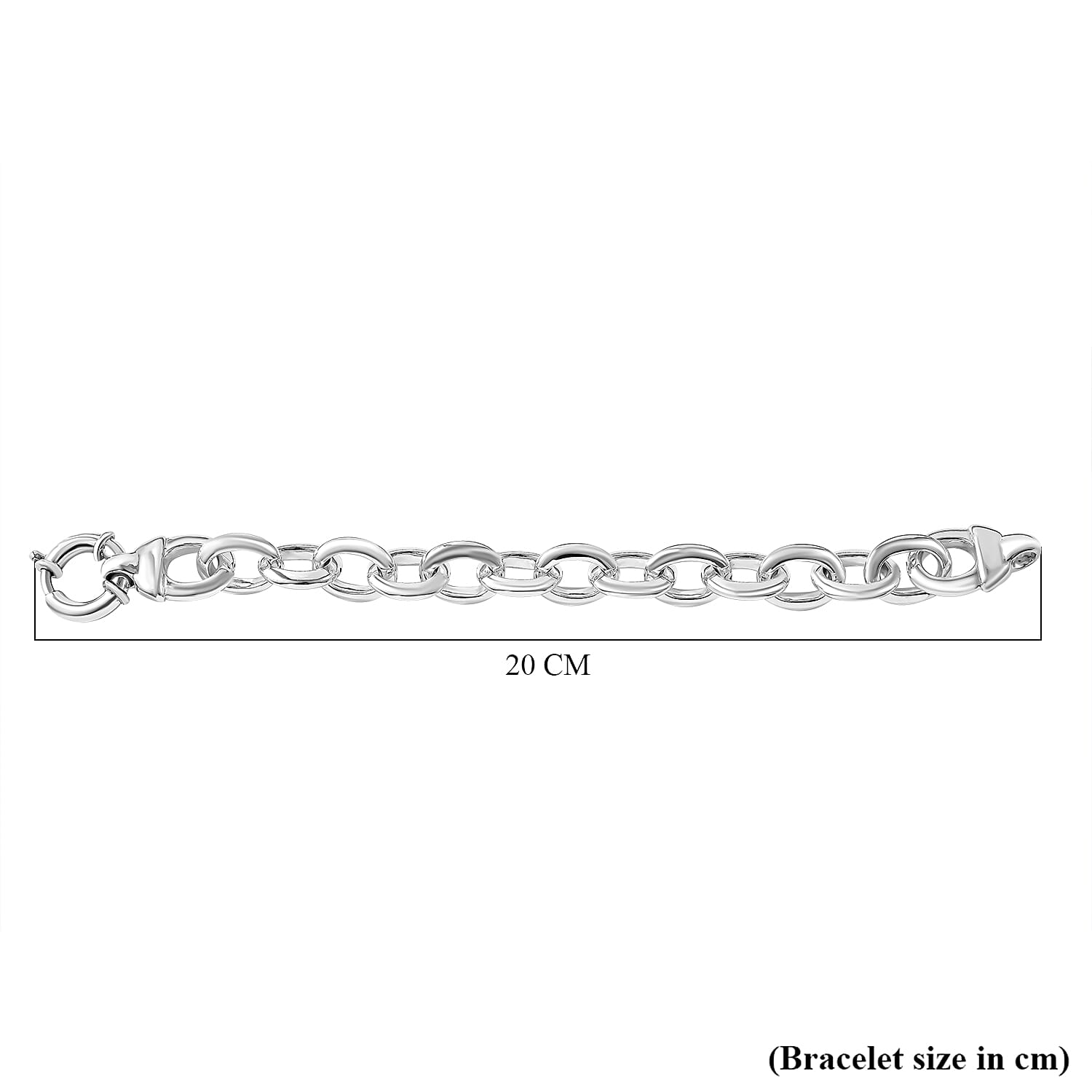 Platinum Overlay Sterling Silver Cable Link Chain Bracelet (Size 7.5), Silver Wt. 20 GM