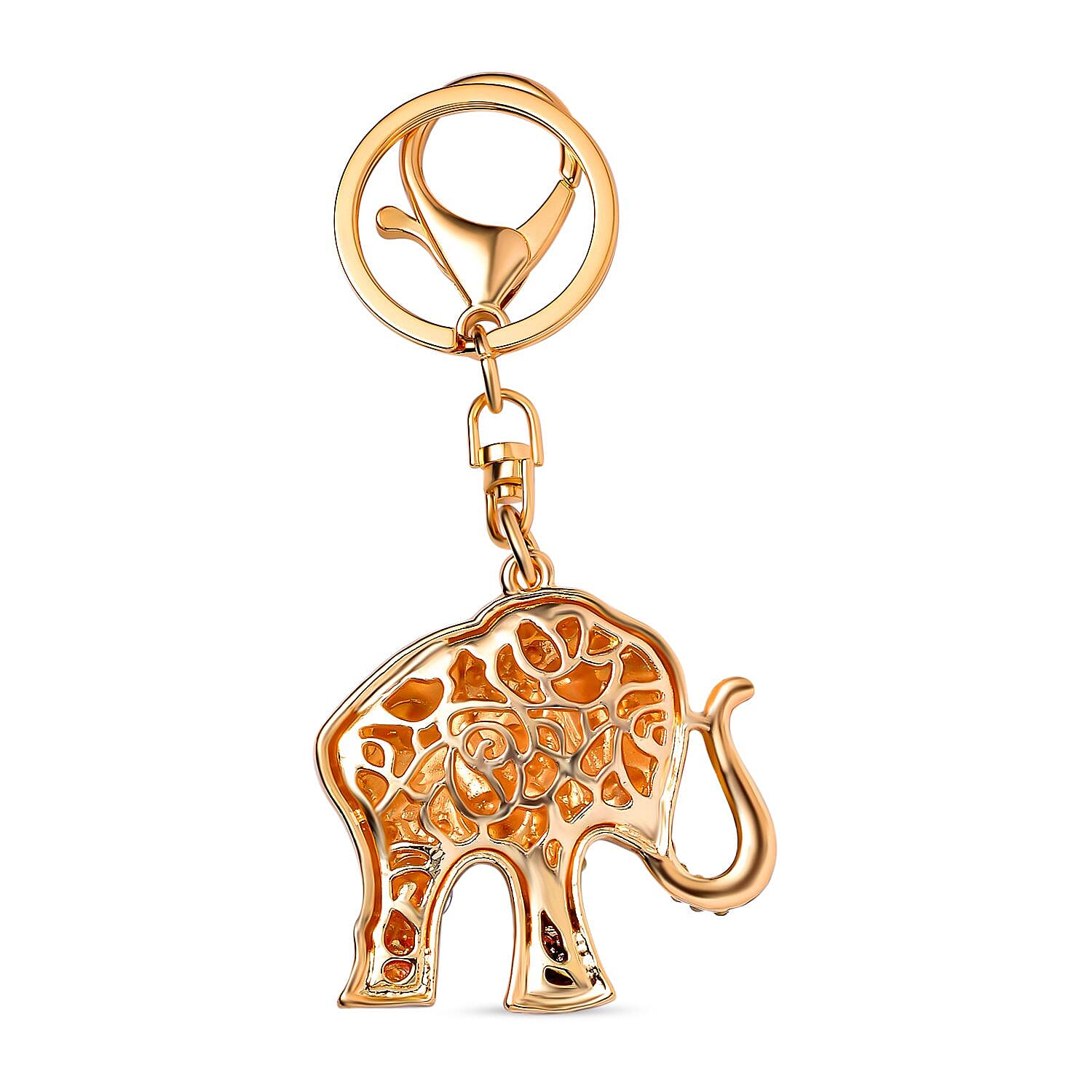 Set of 3 Sparkling Crystal Keychains With Different Designs (Bowknot, Christmas Tree, and Elephant) - Multi