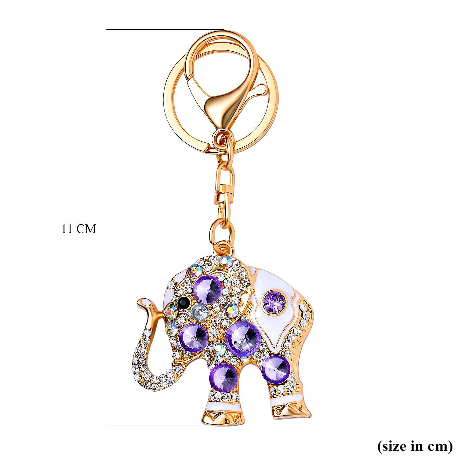 Set of 3 Sparkling Crystal Keychains With Different Designs (Bowknot, Christmas Tree, and Elephant) - Multi