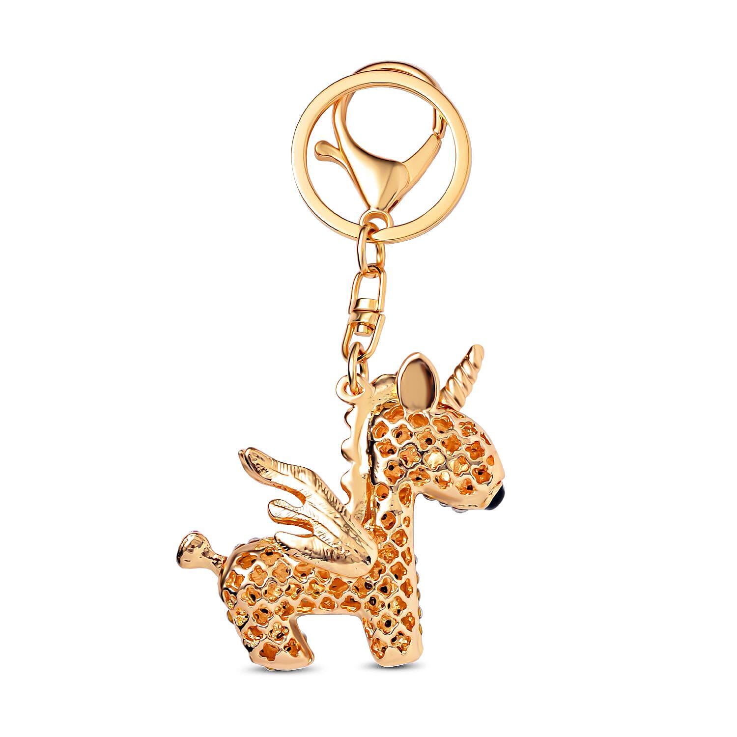 Value Bundle -  Set of 3 Sparkling Crystal Keychains With Different Designs (Unicorn, Christmas Tree, and Starfish) - Multi