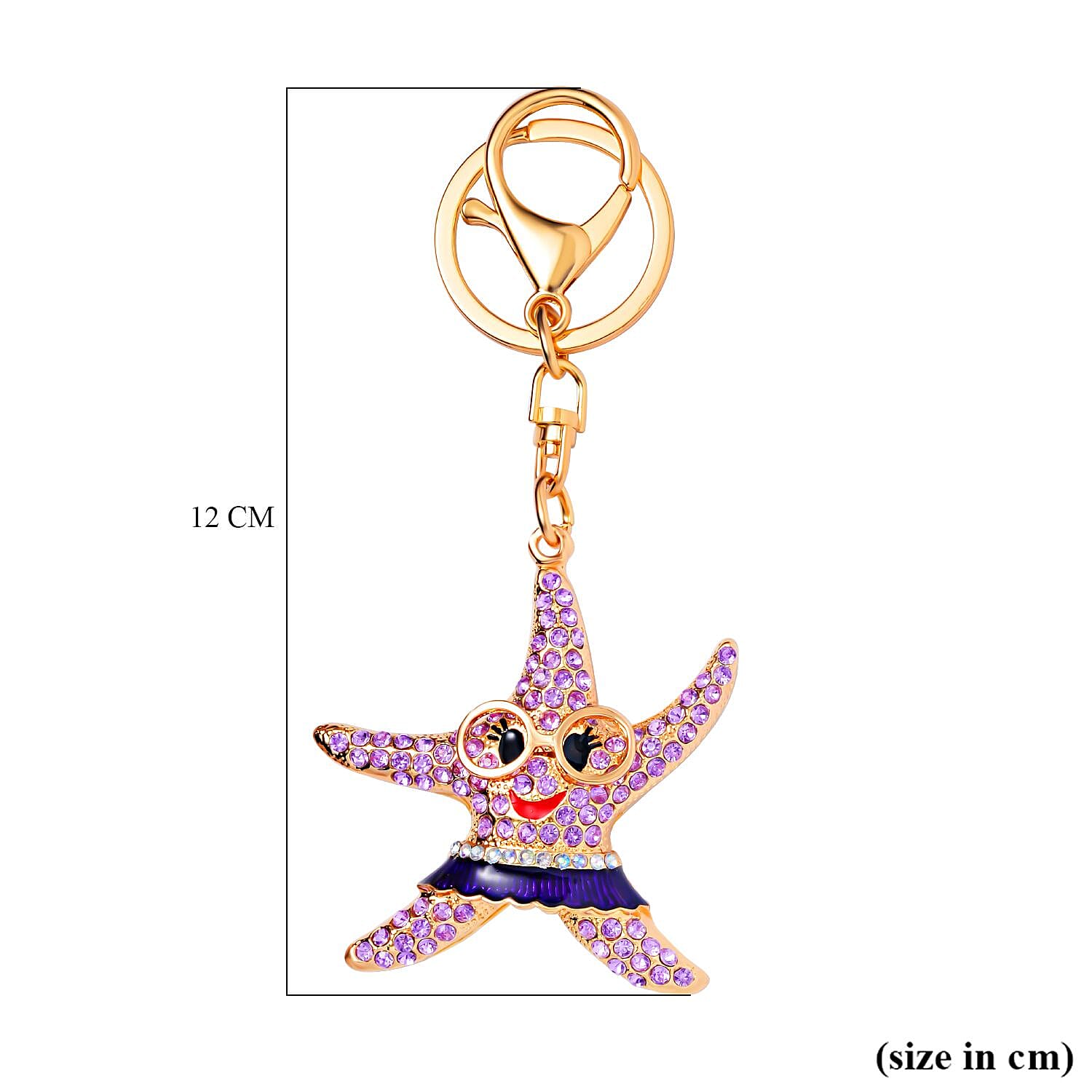 Value Bundle -  Set of 3 Sparkling Crystal Keychains With Different Designs (Unicorn, Christmas Tree, and Starfish) - Multi